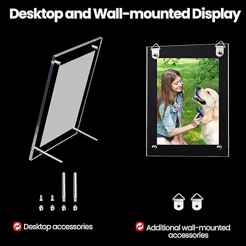 Miniatura 5 de Thyle Marco de fotos acrílico de escritorio de 5 x 7 pulgadas, marcos de fotos acrílicos o marcos de fotos colgantes para montaje en pared, marco de