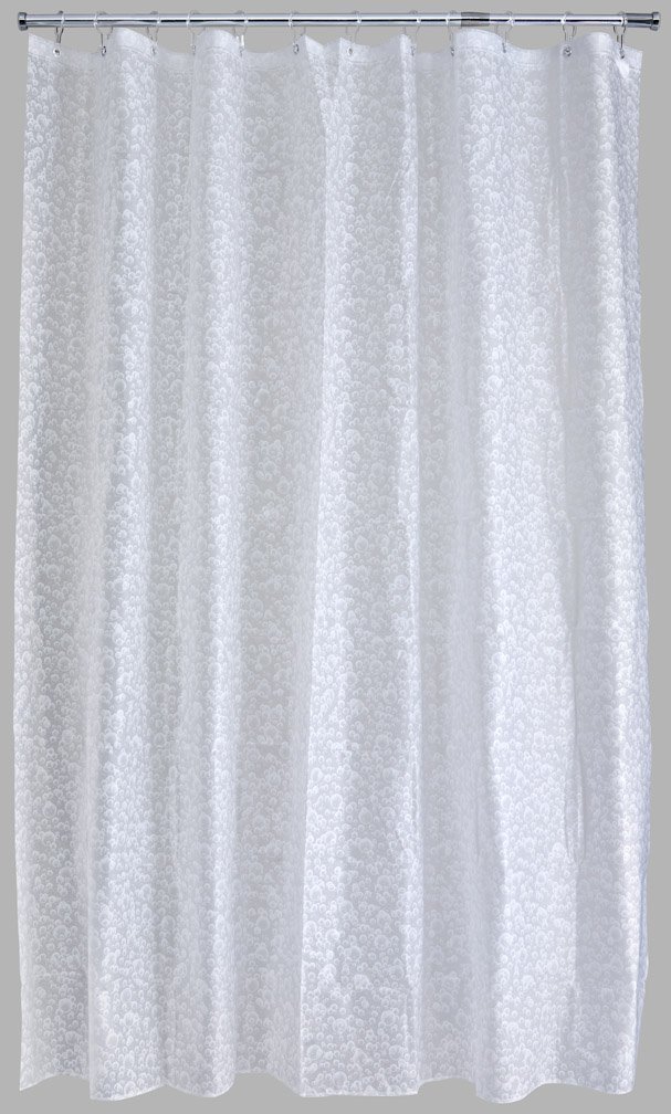 Aqualona Shower Curtain-100% PEVA-Water Repellent, Mildew Resistant, Soft Luster Finish, Fizz White, 180cm x 180cm