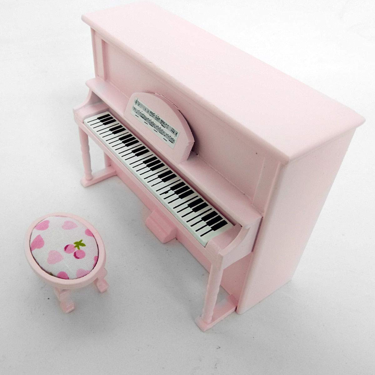 Piano à Queue Miniature 1:12 – Bois Noir – Avec Tabouret – Maison De Poupée – Déco Musicale