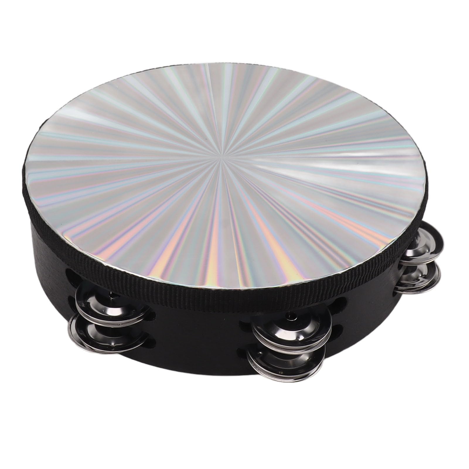POYHKFD Tambourin à Main en Bois, Tambourin à Double Rangée de Jingles en Métal, Tambourin Radiant Percussion Tambour à Main Cloche Instrument de Musique pour Fête KTV Événements(8 Inch)