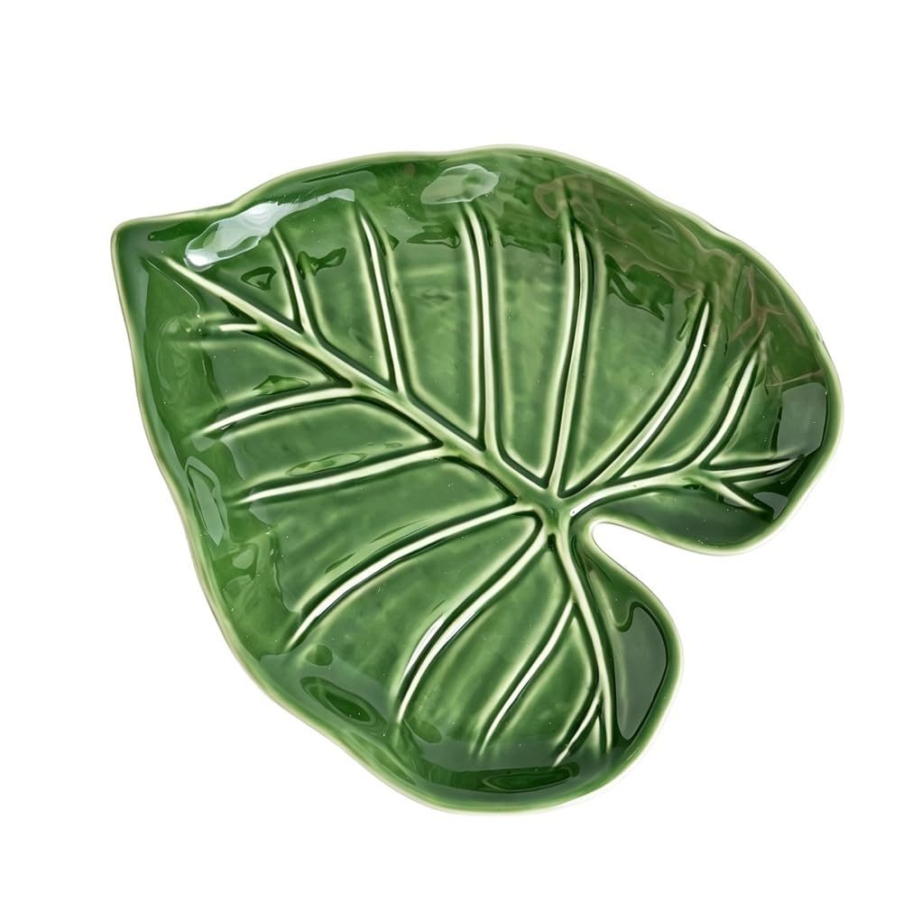 Aundhegrtt Decorative Green Spoon Holder, Leaf Ceramic Spoon Rest, Keeps Counters Clean, for Stove Top and Kitchen Counter