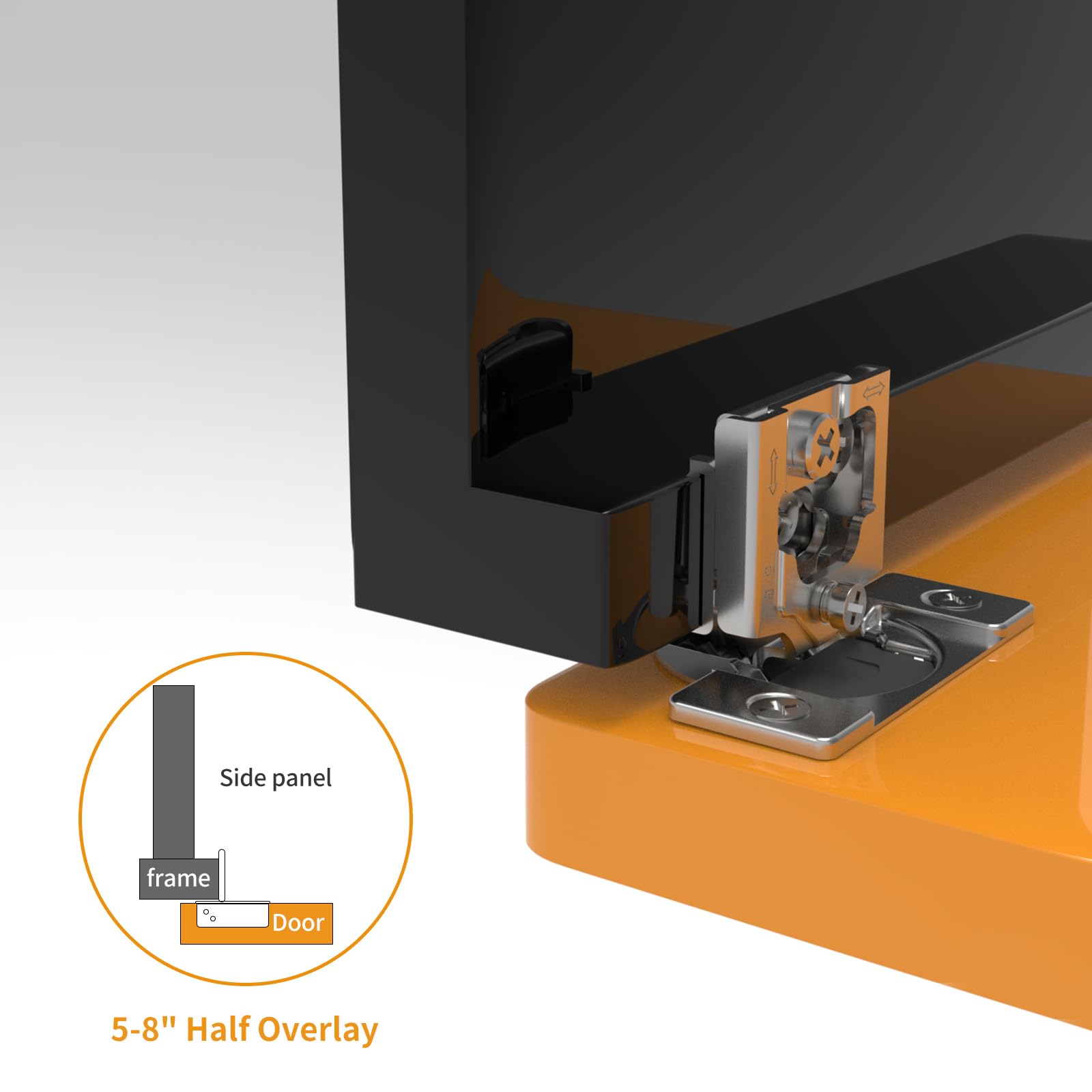 Chibery Paquete de 30 bisagras ocultas de cierre suave 3D de 5/8 pulgadas para puerta de marco frontal, níquel satinado oculto de cierre automático, bisagras ocultas de acero inoxidable de ángulo