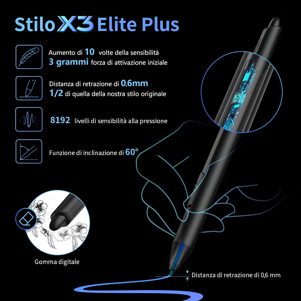XP-PEN Artist Pro 16 Tavoletta Grafica con Schermo Full-Laminato da 15,4 pollici, 133% sRGB, Display con Penna senza batteria con X3 Smart-Chip, per il disegno professionale