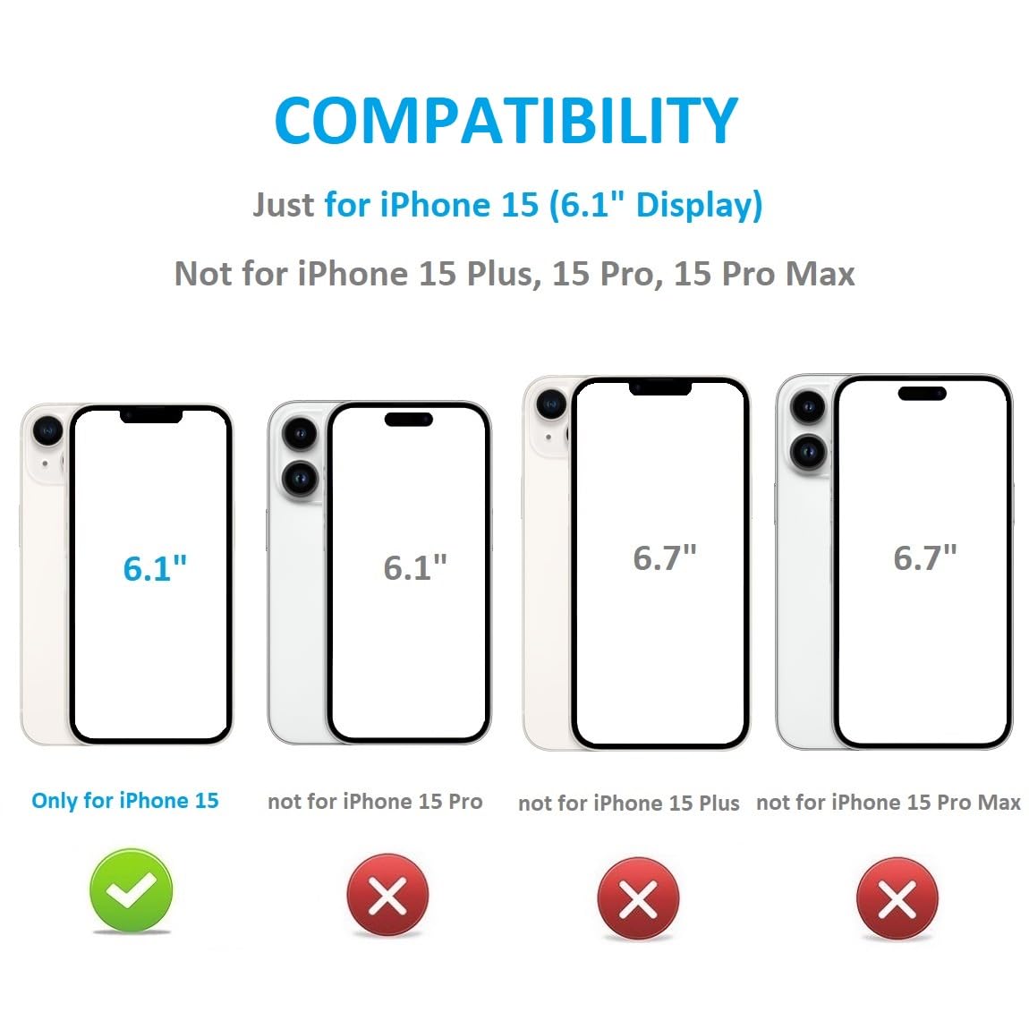 Onetop for iPhone 15 Wallet Case with Card Holder, 360° Rotation Ring Kickstand RFID Blocking PU Leather Double Magnetic Clasp Shockproof Cover for Women and Girls 6.1 Inch (White)