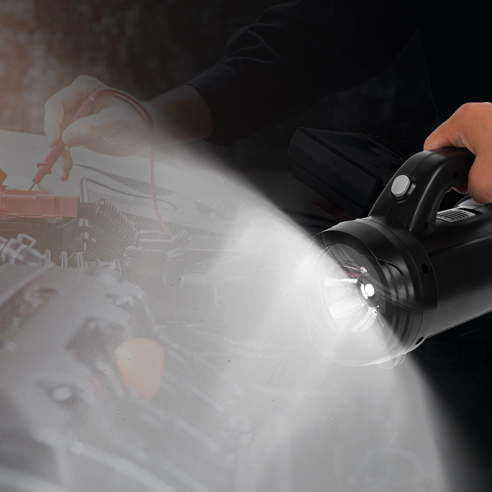 Healeved Lampe Torche Fonctionnelle Portable avec Outils en Acier Carbone et Abs, Haute Luminosité, Kit Complet pour Camping et Activités Extérieures en Famille