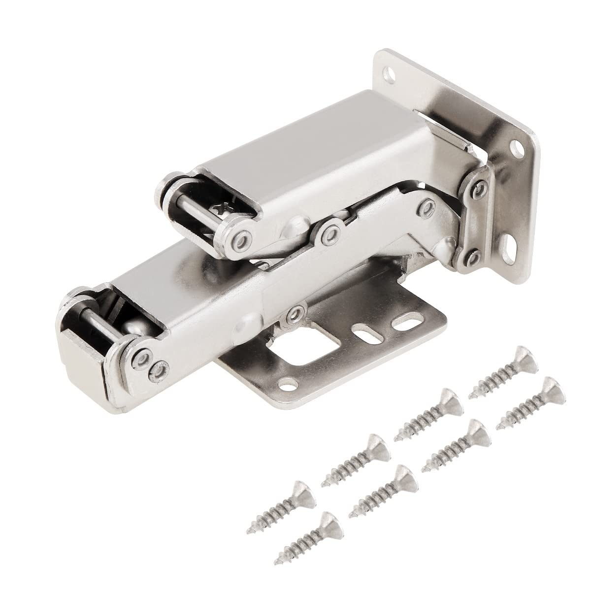 HOJLKLD 2Pcs Frameless Cabinet Door Hinges, Solid Steel 170 Degree Adjustable, Soft Closing Hydraulic Mounting Hinges, Silver - Image 3