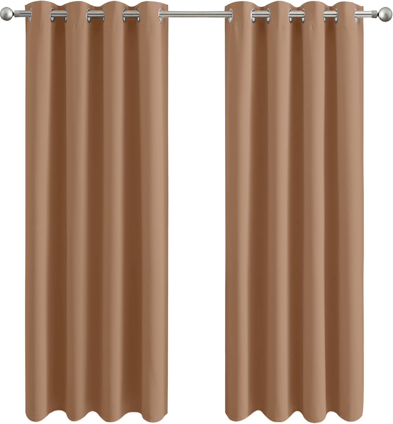 Aspire Homeware Beige Blackout Curtains For Living Room 46X72 Inch Eyelet Curtains For Bedroom Super Soft Privacy Curtain And Drapes 2 Panels With Tiebacks
