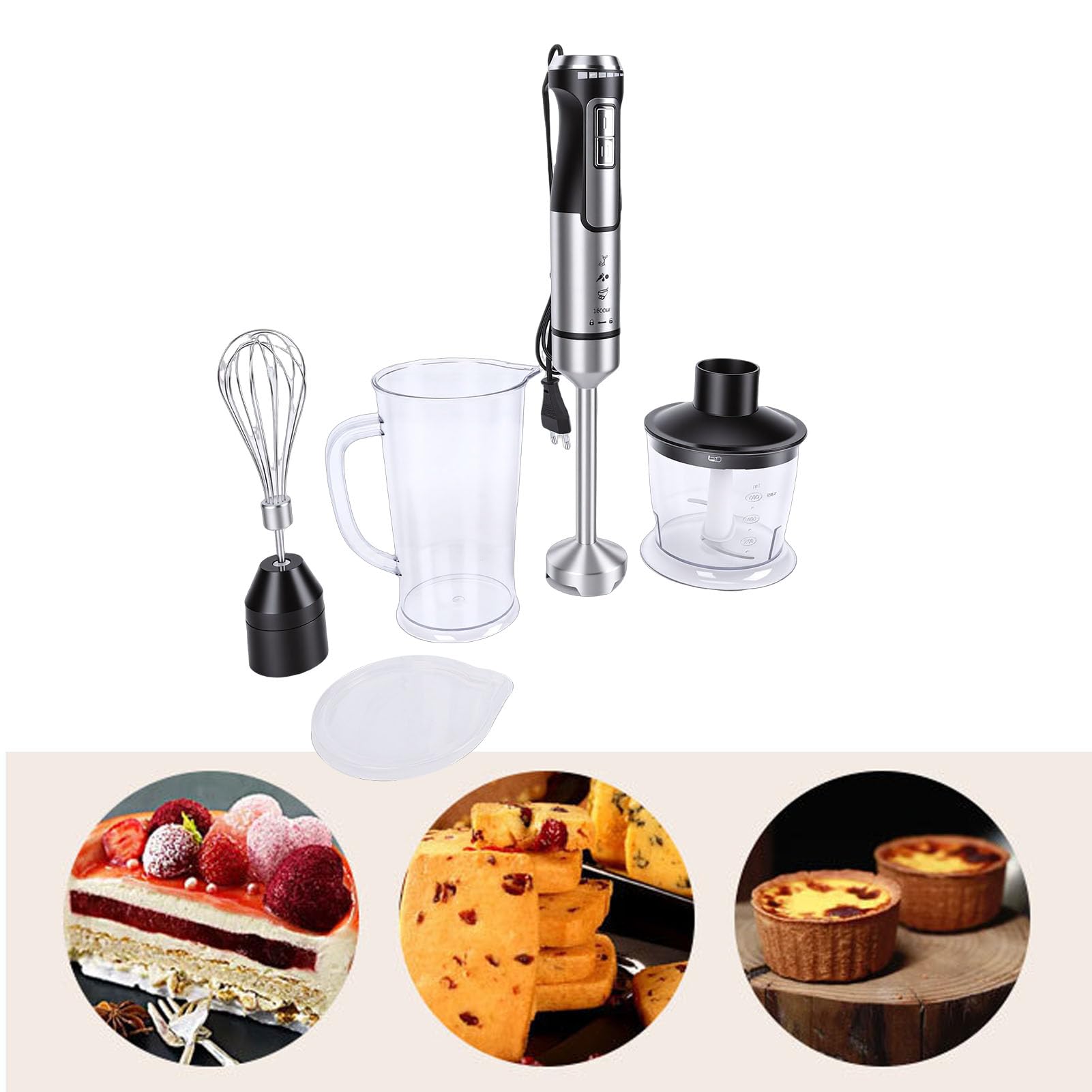 SUNGOOYUE Blendery 3 w 1 Zanurzeniowy Blender ze Stali Nierdzewnej Elektryczny Mikser z trzepaczką i Robotem Kuchennym do Jedzenia dla Dzieci Sos Smoothie Domowa Kuchnia Ręczny Zestaw Blenderów,