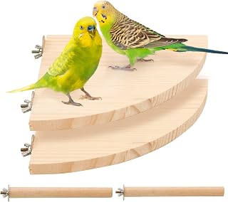 4 Pcs Parrot Platform, Bird Wooden Perch Stand Platform Cage Accessories Playground Exercise Toys for Parrot Budgies Parakeet Cockatiels Conure Lovebirds (Sector)