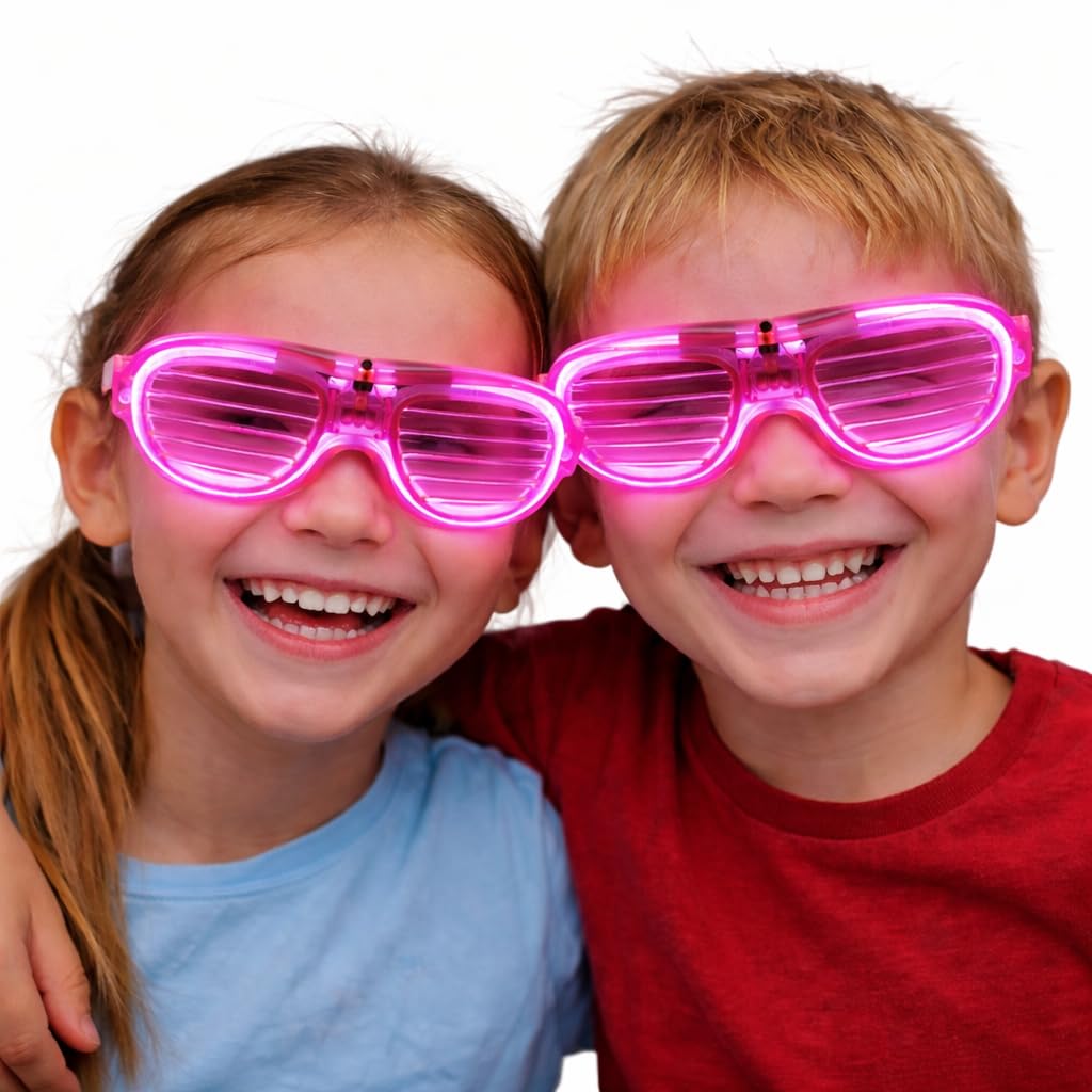 Fun Affairs 3 Mode Light Up Glasses Flashing Led Sunglasses Shutter Shades Cool Sunglasses Glow in dark Party for Adults Teens, Adults Birthday Fun 1 Pc, Pink 1