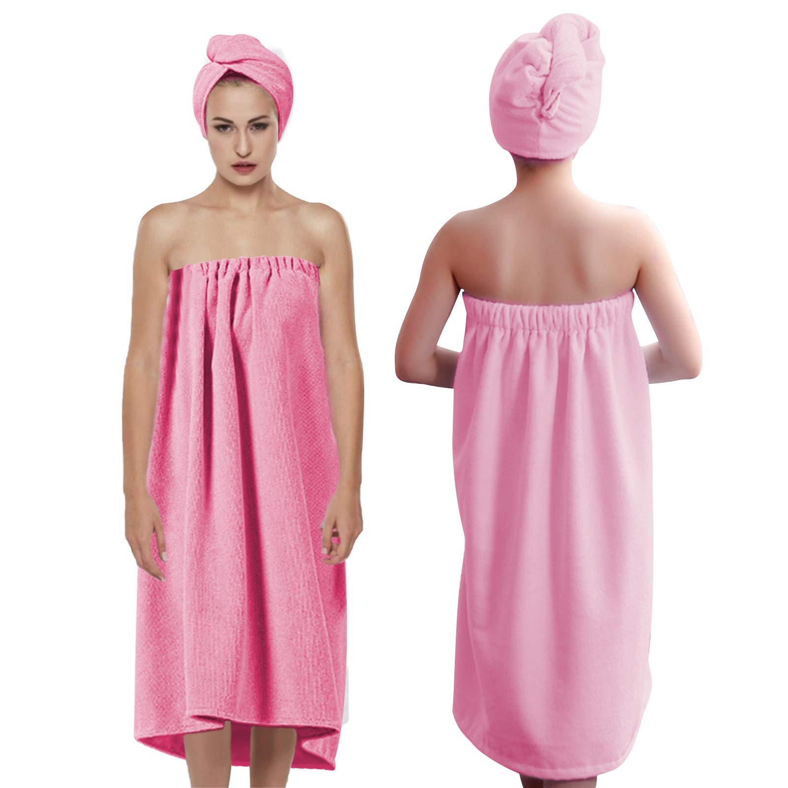 Wytino Women's Rose Red Bath Towels, Ultra Absorbent Bath Towelling Wrap Dress Hair Drying Turban Set Quick Dry With Microfibre Fastener Closure Used For (Rose Red)