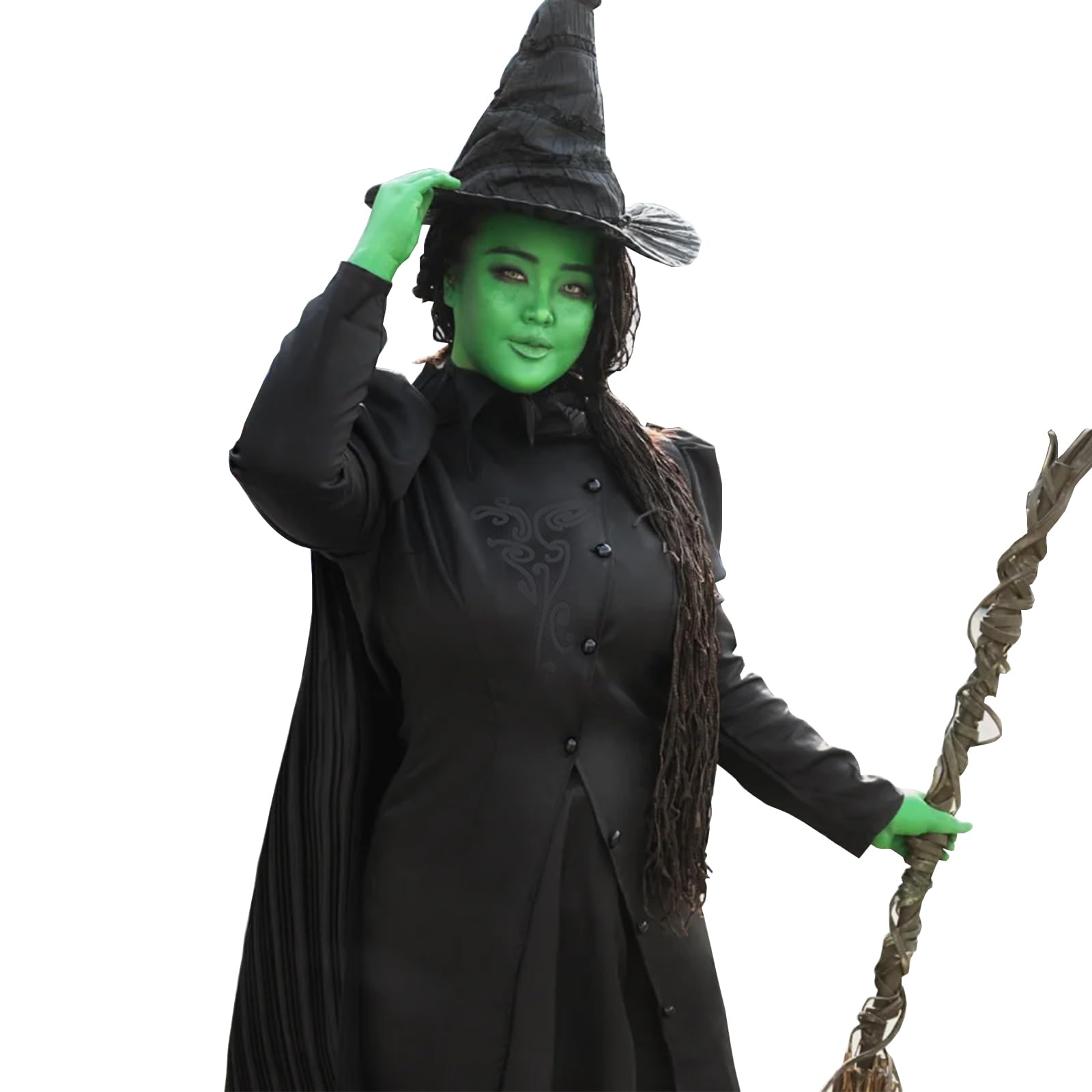 CR ROLECOS Disfraz de bruja para mujer, disfraz de bruja malvada Elphaba, disfraz de Halloween para mujer adulta, disfraz de bruja para Halloween