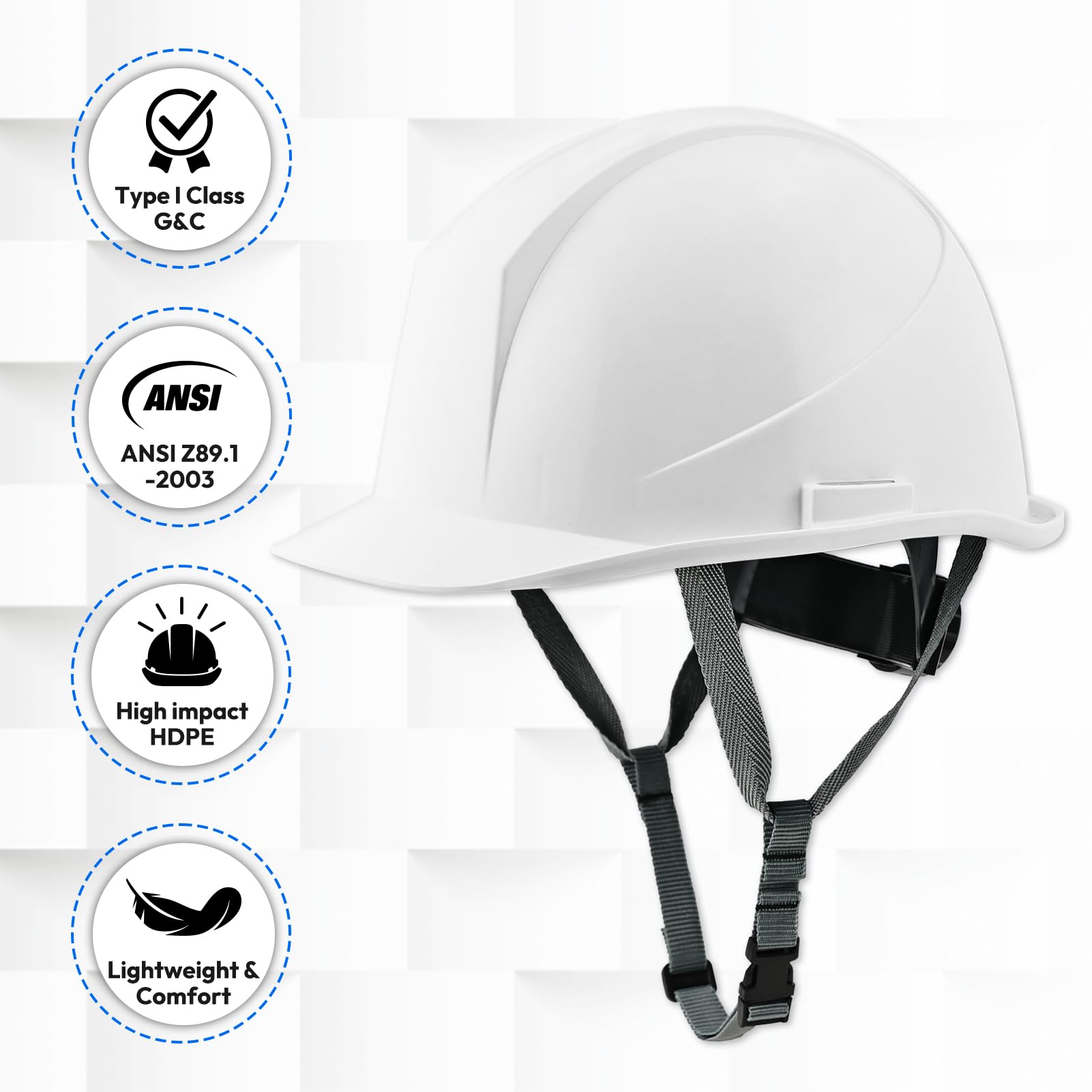 Casco duro estilo gorra, tipo I, clase G&C, aprobado por la OSHA, casco de construcción, suspensión de trinquete de 6 puntos, casco de seguridad de construcción para hombres y mujeres