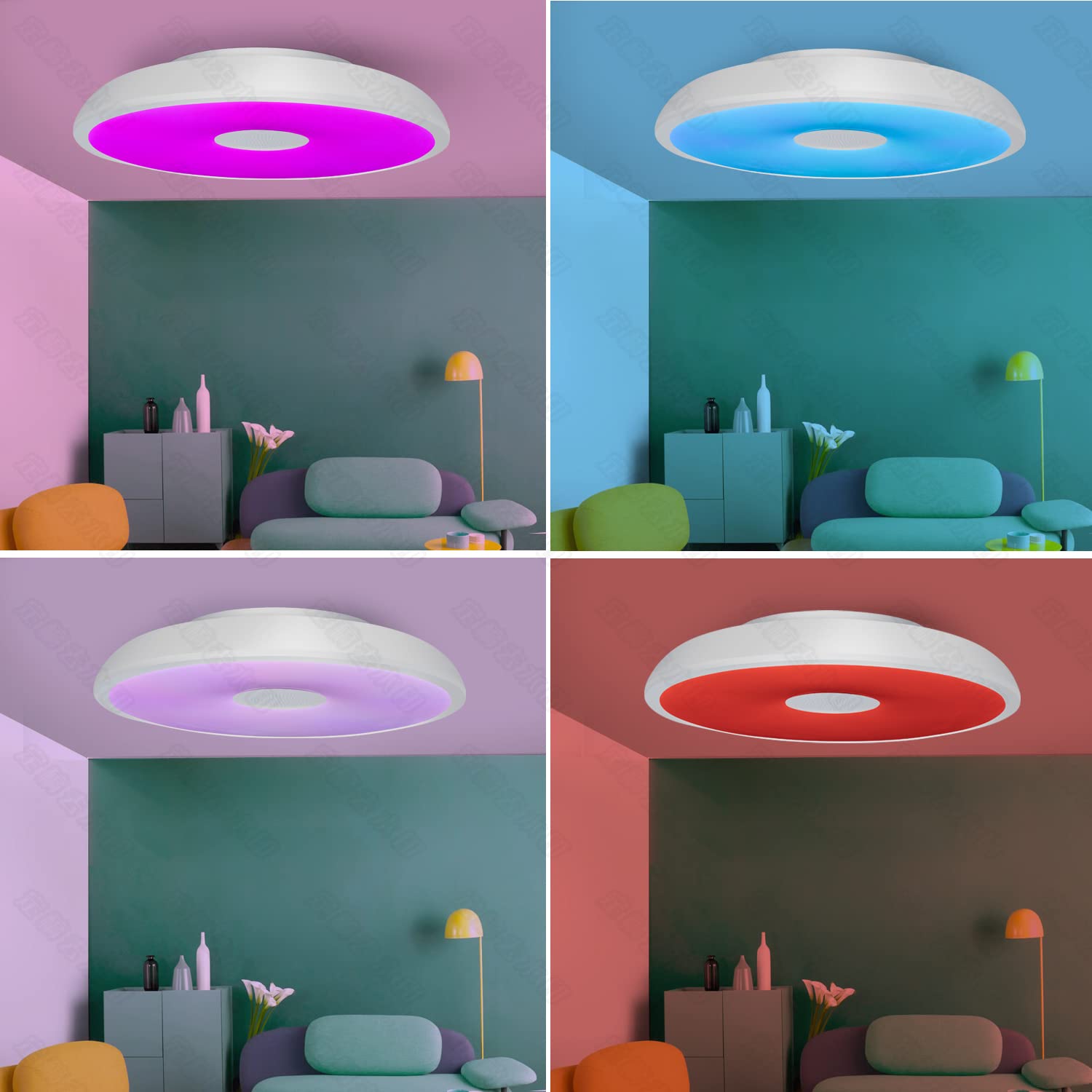 18W Φ28cm Plafoniera LED Con Altoparlante Bluetooth Musica Lampada Soffitto Moderni Con Telecomando Dimmerabile RGB Cambia Colore Per Bagno