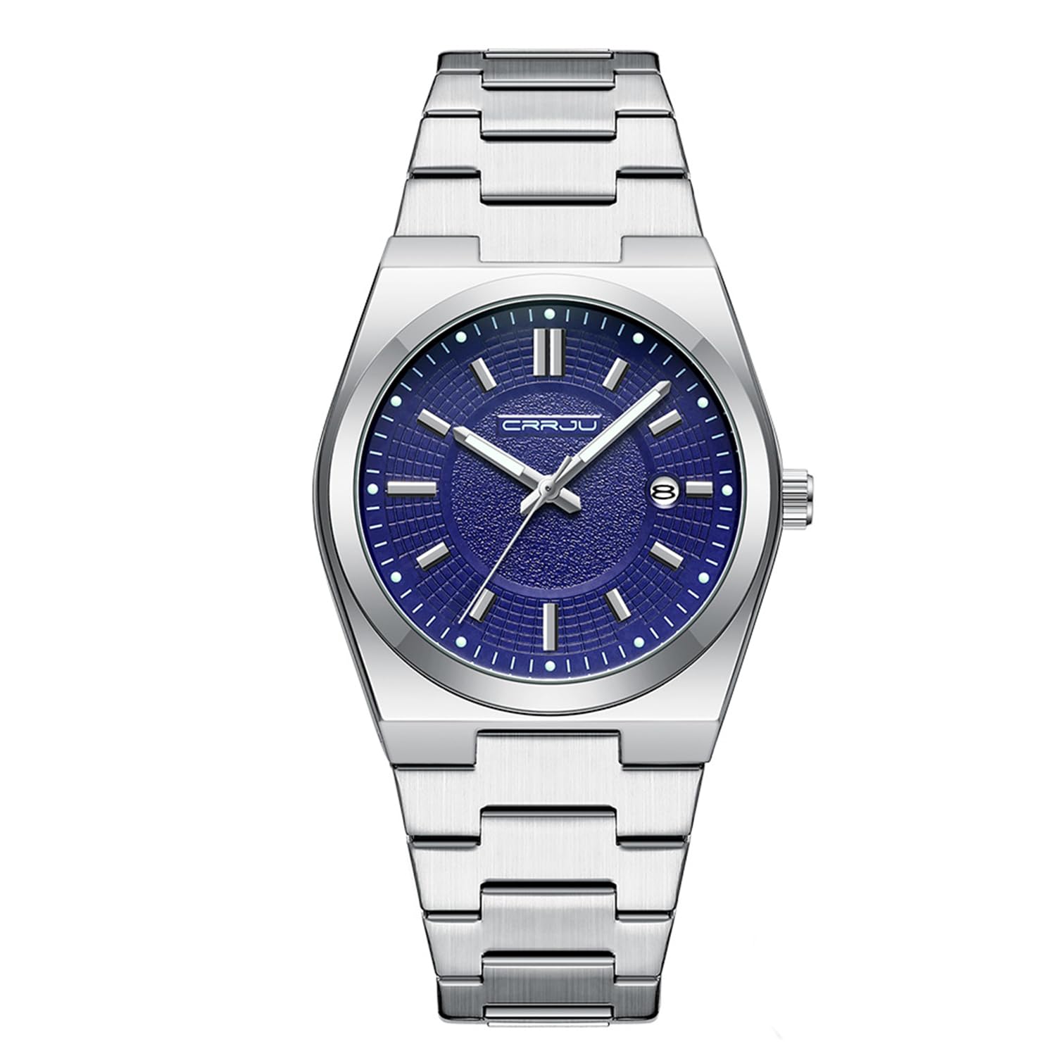 Herrenuhr Silber Edelstahlband Analog Business Datum Männer Armbanduhr | Quarz, Wasserdicht, Leuchtzeiger, Alltag Freizeit, Rundes schwarzes Zifferblatt, Minimalistische
