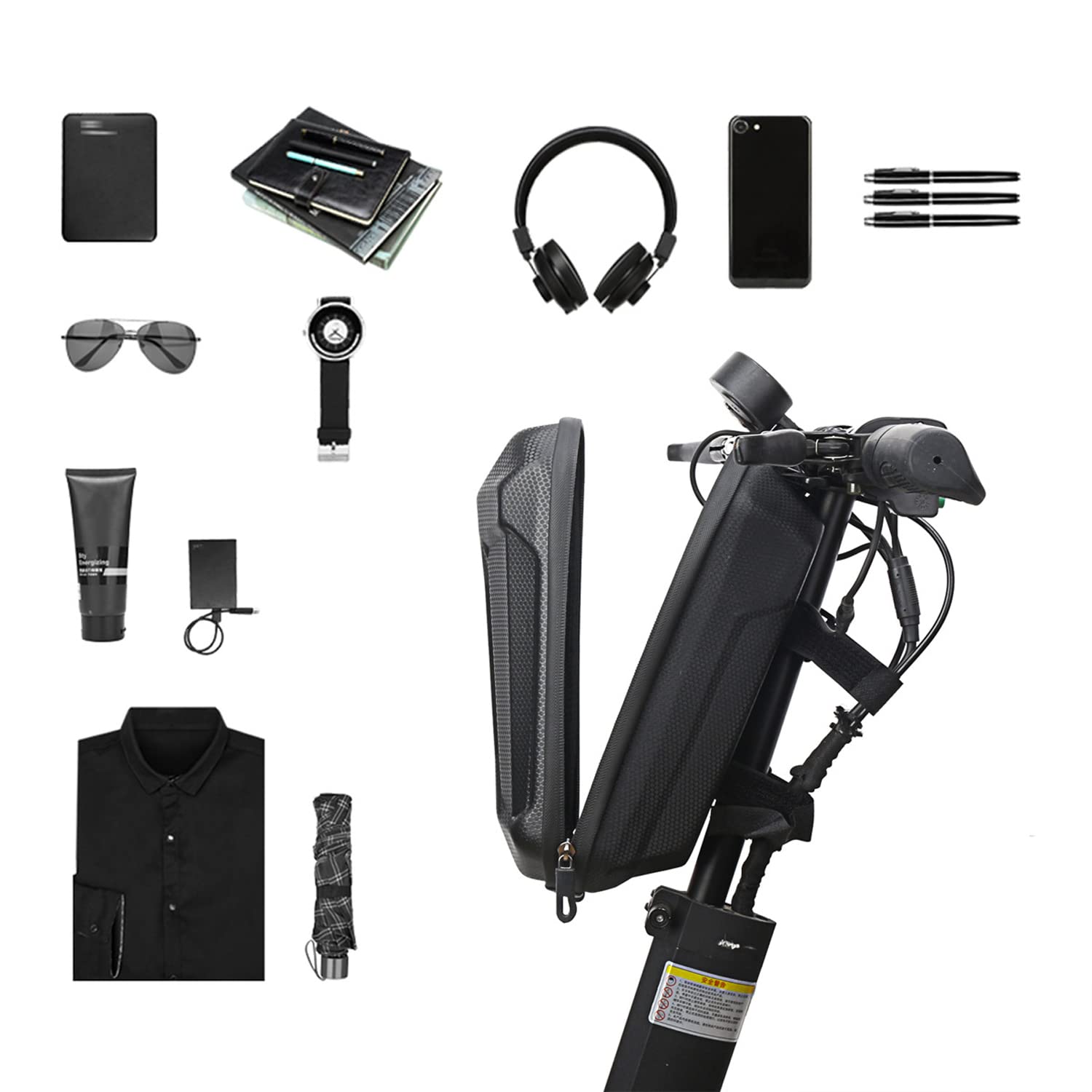Sac de Trottinette Électrique, Sac de Rangement pour Scooter Étanche Sacoche Guidon, Grande Capacité Coque EVA Sac de Transport de Universel pour Xiaomi M365 Segway Ninebot ES1/ES2/ES3/ES4