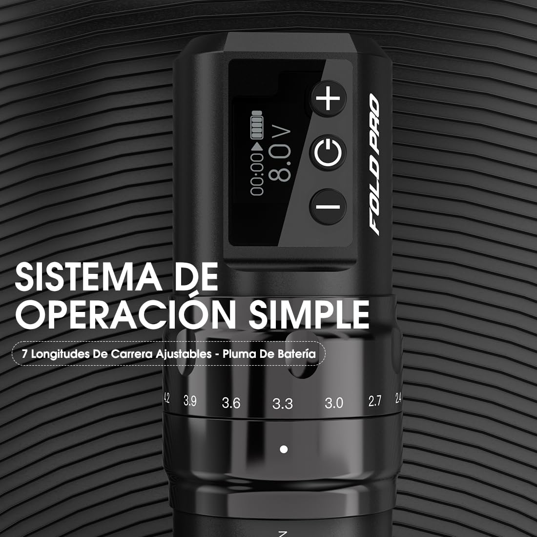 Dragonhawk Fold Pro Máquina de tatuar inalámbrica Bolígrafo con batería de 7 carreras 2.4-4.2mm, 2pcs batería de 1500mAh para tatuadores profesionales