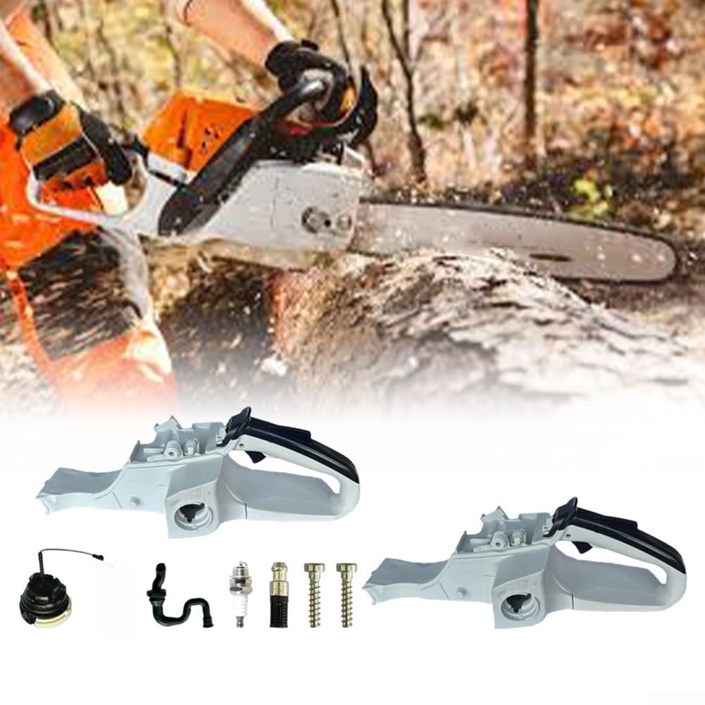 Eawfgtuw Conjunto de mango trasero 11403500825 compatible con motosierra MS311 MS362, kit de tapa de tanque de combustible de metal con flotador de boquilla de tubo, piezas de reparación plateadas