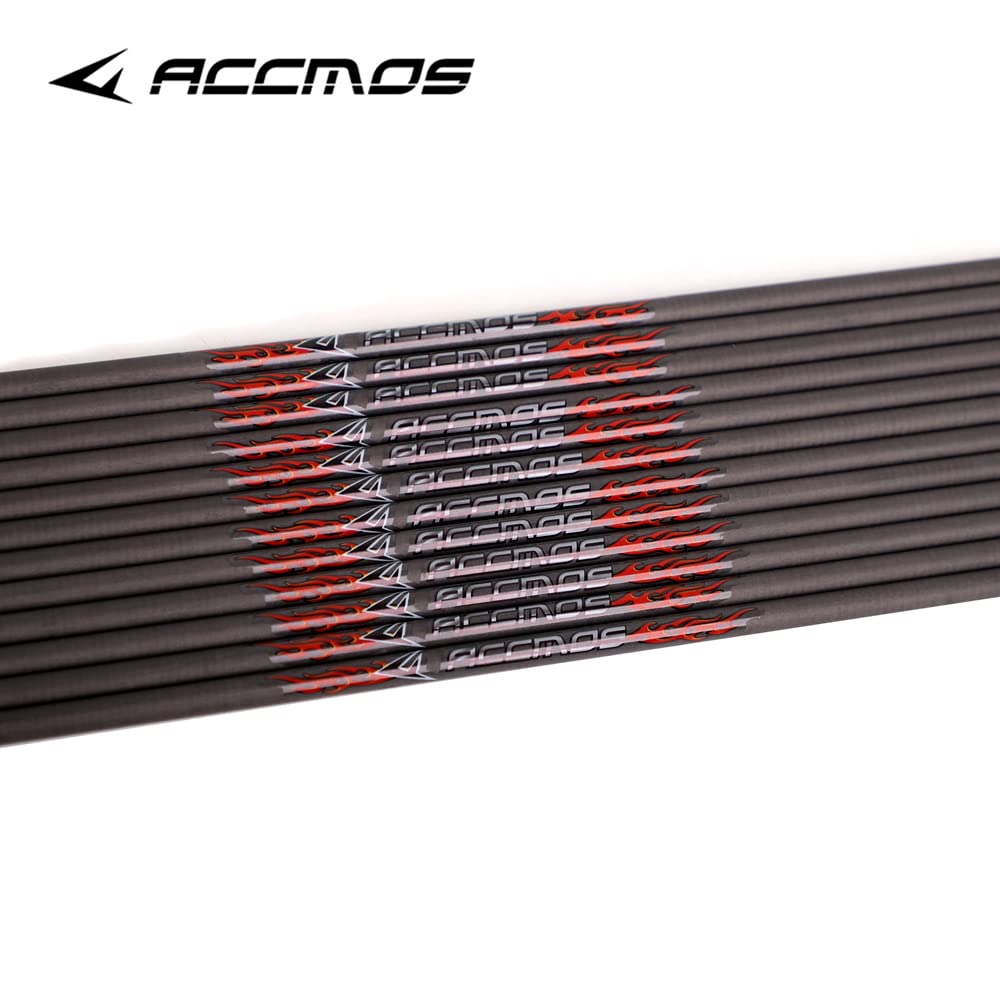 ACCMOS 24pz Tiro con L'Arco Albero della Freccia ID 4,2 mm Spine 300 350 400 500 600 700 800 900 1000 1100 1300 1500 1800 Adatto per Tutti i Tipi Arco e Freccia Tiro
