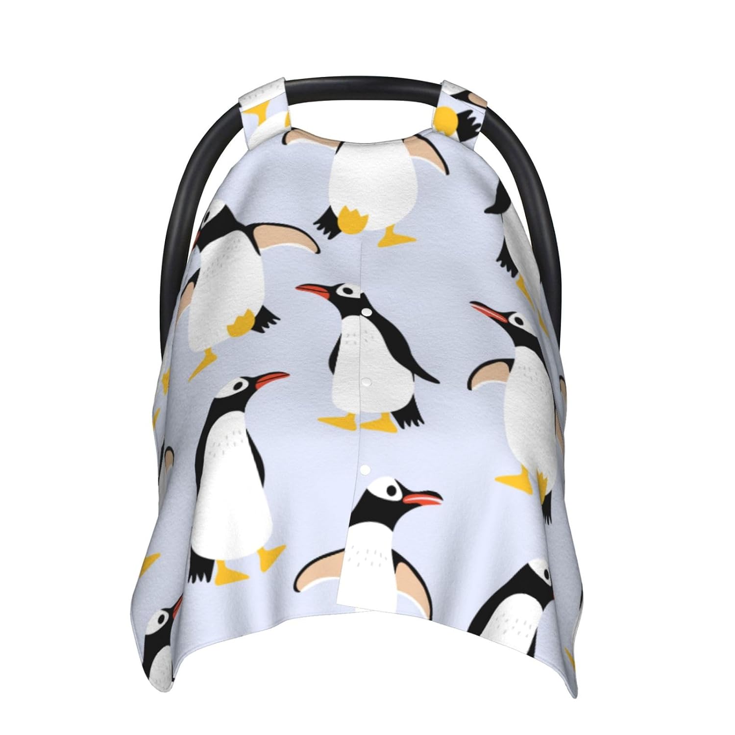 Cute Penguins Baby Car Seat Cover & Breastfeeding Nursing Cover - Breathable Stretch Fabric Multi-Use Nursing Cover for Breastfeeding