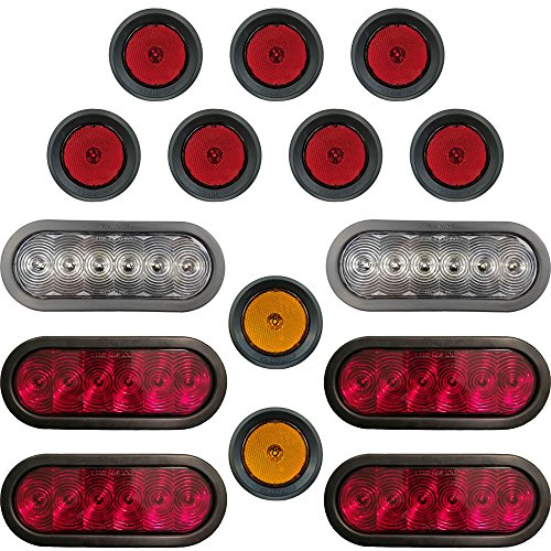 TecNiq, Inc LED Light Kit for Trailers Trucks RVs - Oval Stop/Turn/Tail Lights - Oval Reverse Lights - 2.5