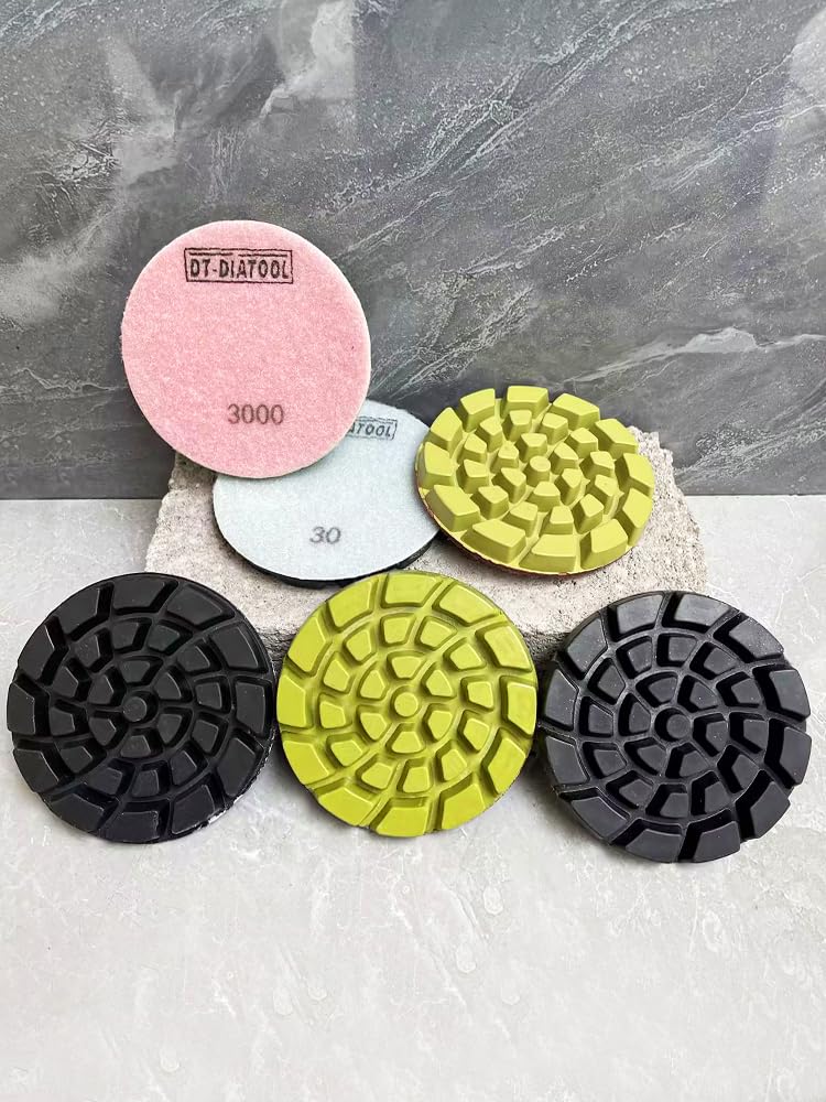 DT-DIATOOL Almohadillas de pulido de diamante para suelos de resina, diámetro de suelo, 4 pulgadas, mezcla de granos B, paquete de 21