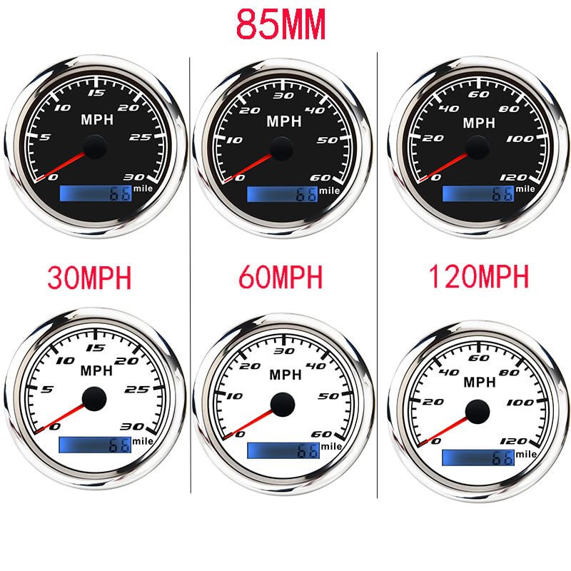 30 MPH 60 MPH 120 MPH Digital GPS Tacho Gauge Wasserdicht Speed ​​Gauge Meter 85MM New Universal Fit for Auto Boot Marine Truck(WS 120MPH)