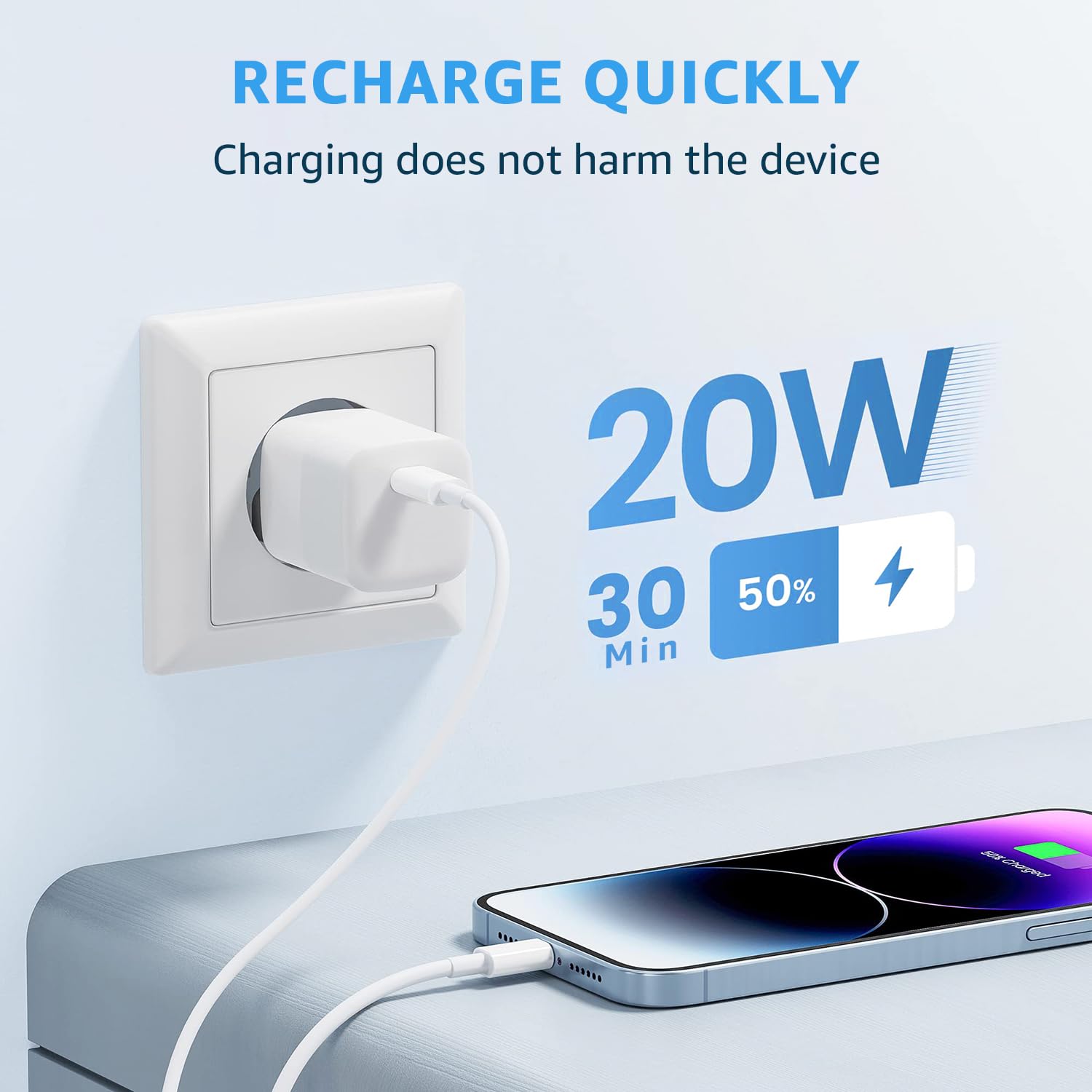 Jogrytece Cavo per iPhone Caricabatterie USB C a Cavo iPhone Lightning 2Pack 1M+2M [certificato MFi] Cavo di ricarica rapida di tipo C Power Delivery per iPhone 14/13/12/11/XS/XR/X/8/iPad