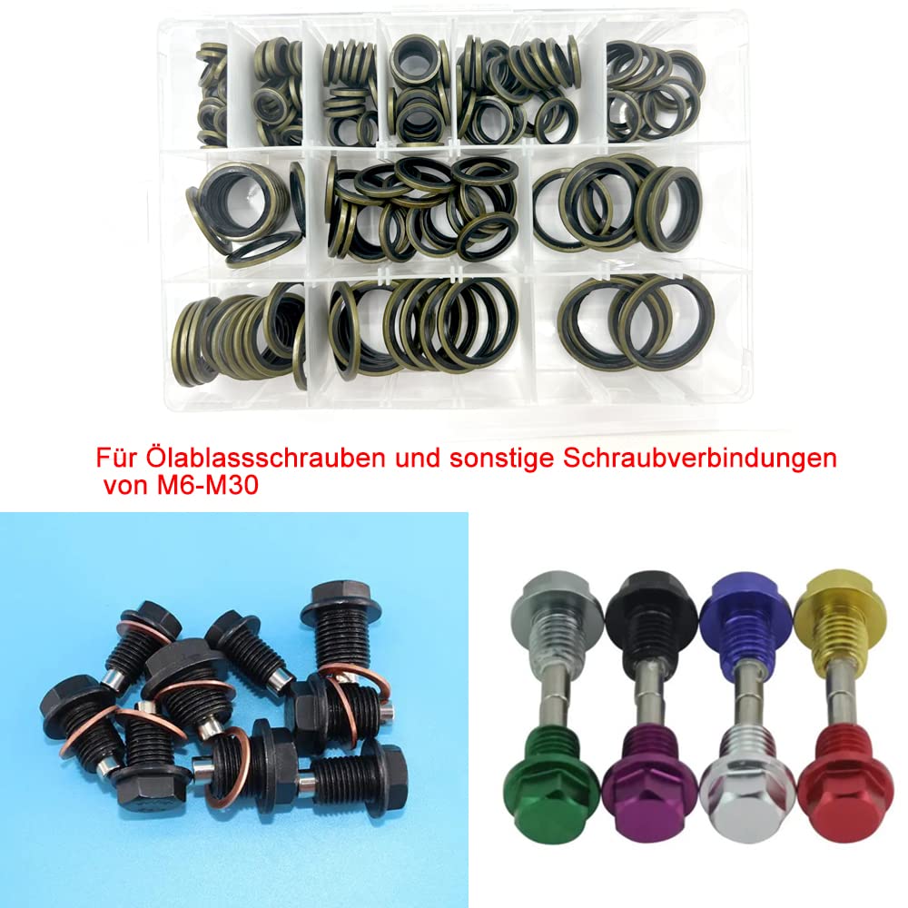 240 Pièces Rondelles Plates Avec Lèvre En Caoutchouc - Joints Hydrauliques M5 à M24, Acier Et Caoutchouc