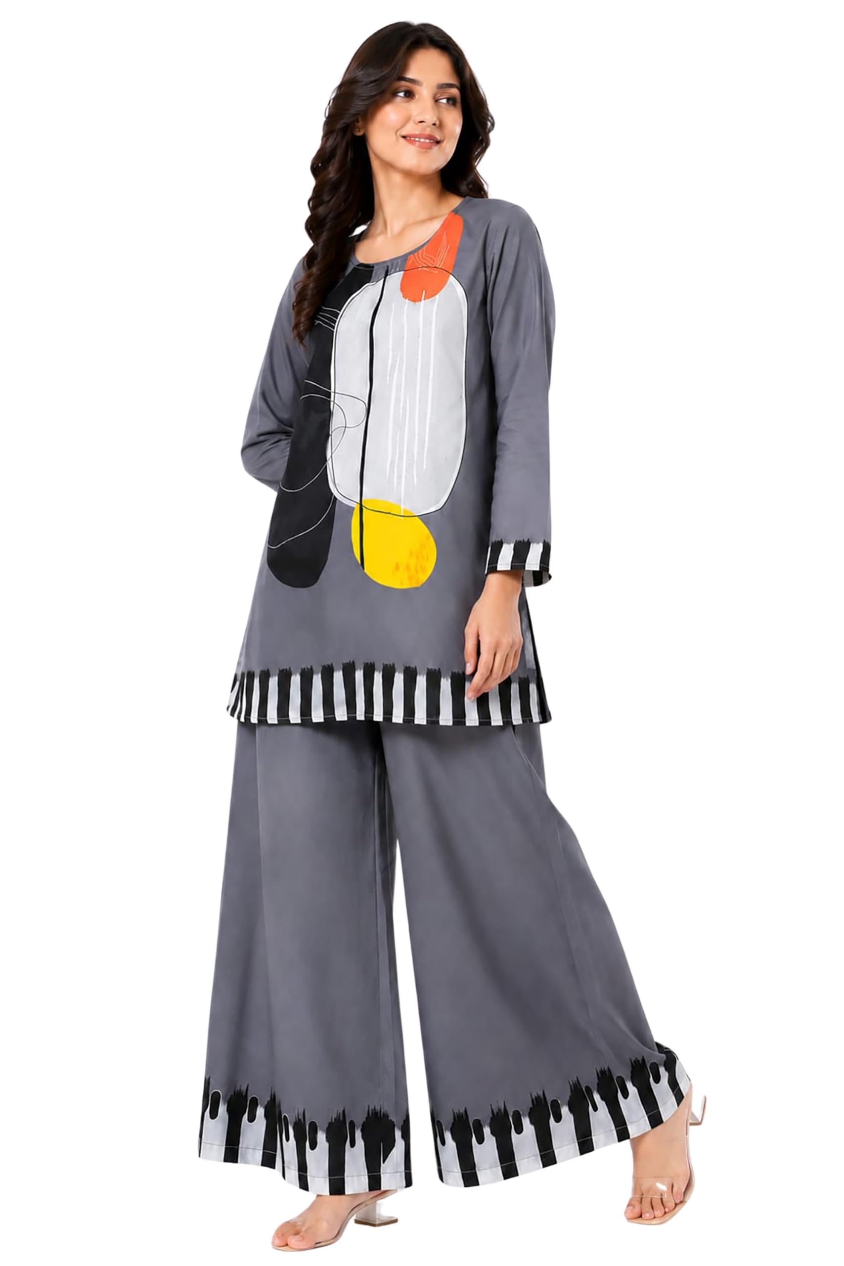 Women's Design Digital Print Rayon Co-Ord Set | Casual Printed Top & Pant Set | Top Length 32 Inches | For Women-image-35
