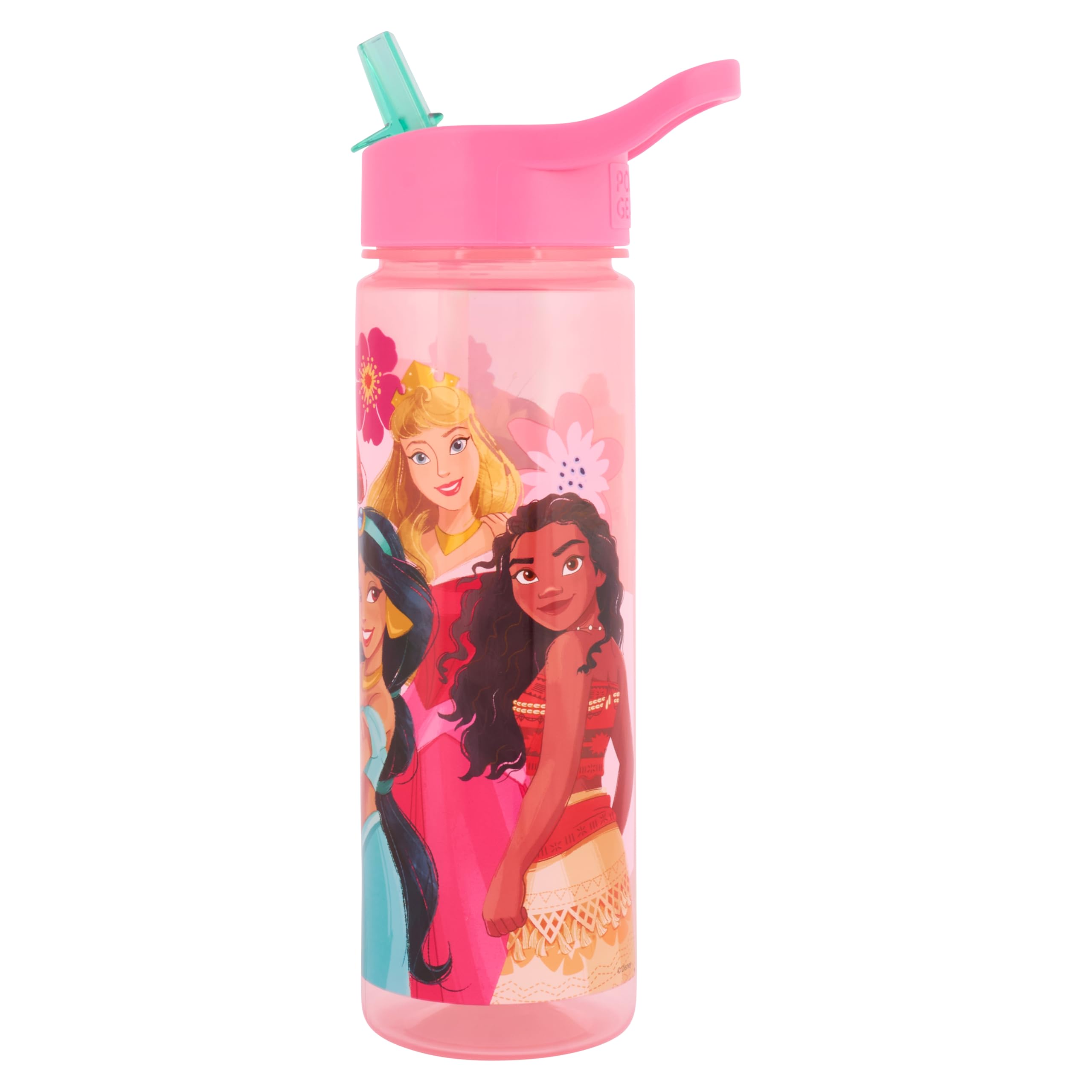 Disney Princess Water Bottle with Flip Up Straw, Blue, 600ml, BPA Free, Recyclable, for Ages 36+ Months Princess