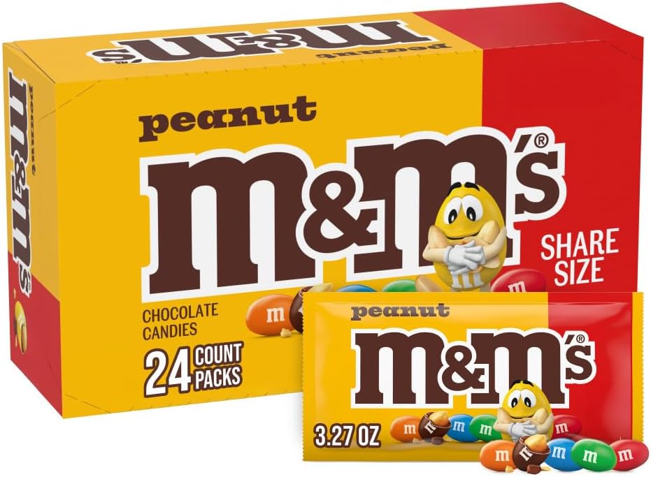 M&M'S Peanut Chocolate Candy Sharing Size Pouch 3.27 Ounce (Pack of 24)