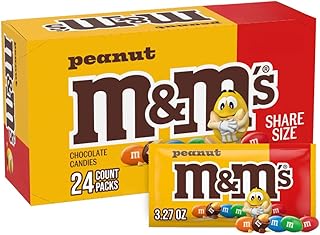 M&M'S Peanut Milk Chocolate Individually Wrapped Trick or Treat Candy Gift Halloween Candy, Share Size, 78.48, 24 Ct Bulk Box