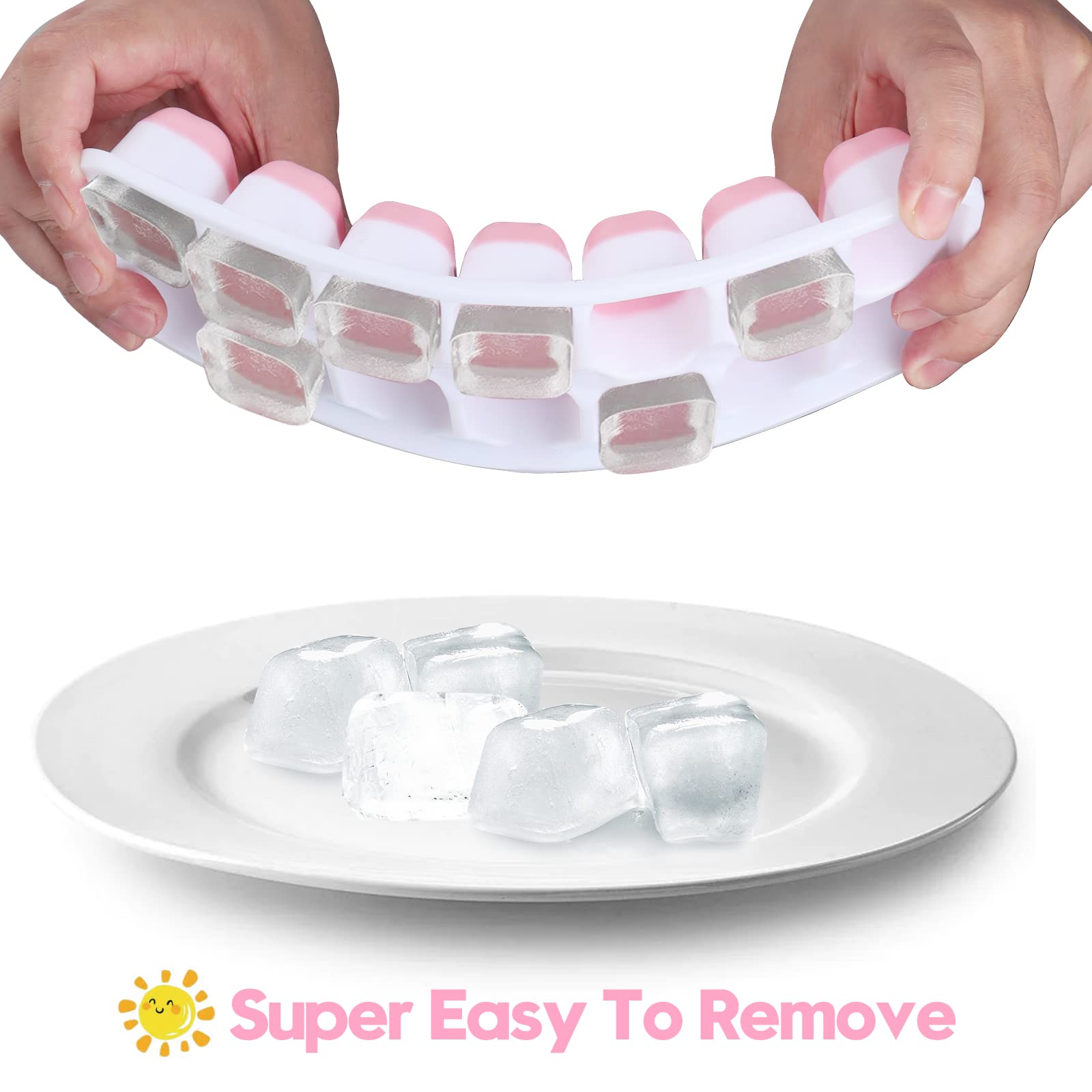 Stampini Per Ghiaccio In Silicone Con Coperchio - 4 Pezzi, BPA Free, Per Cubetti Quadrati Facili Da Estrarre