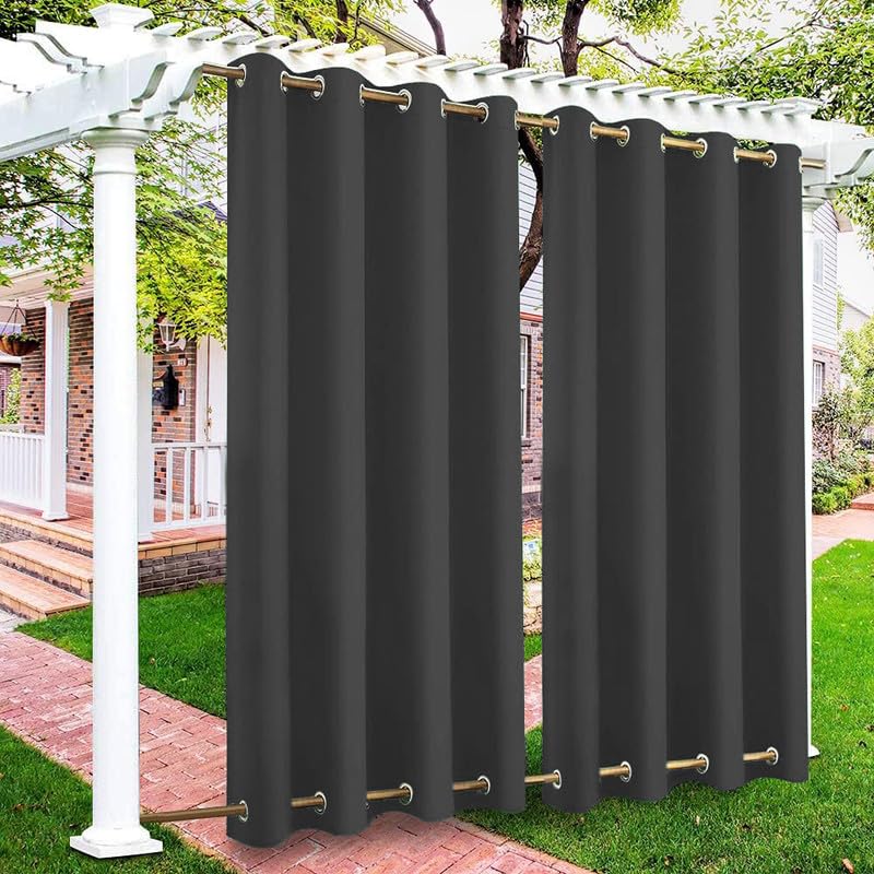 Polyester Waterproof & Sun Blockage Curtains with Top & Bottom SS Eyelet Ideal Used for Outdoor & Indoor Suitable for Door (Color - Grey, Size - 4.5 X 9.5 Feet) (Pack of 2Pcs)-image-40