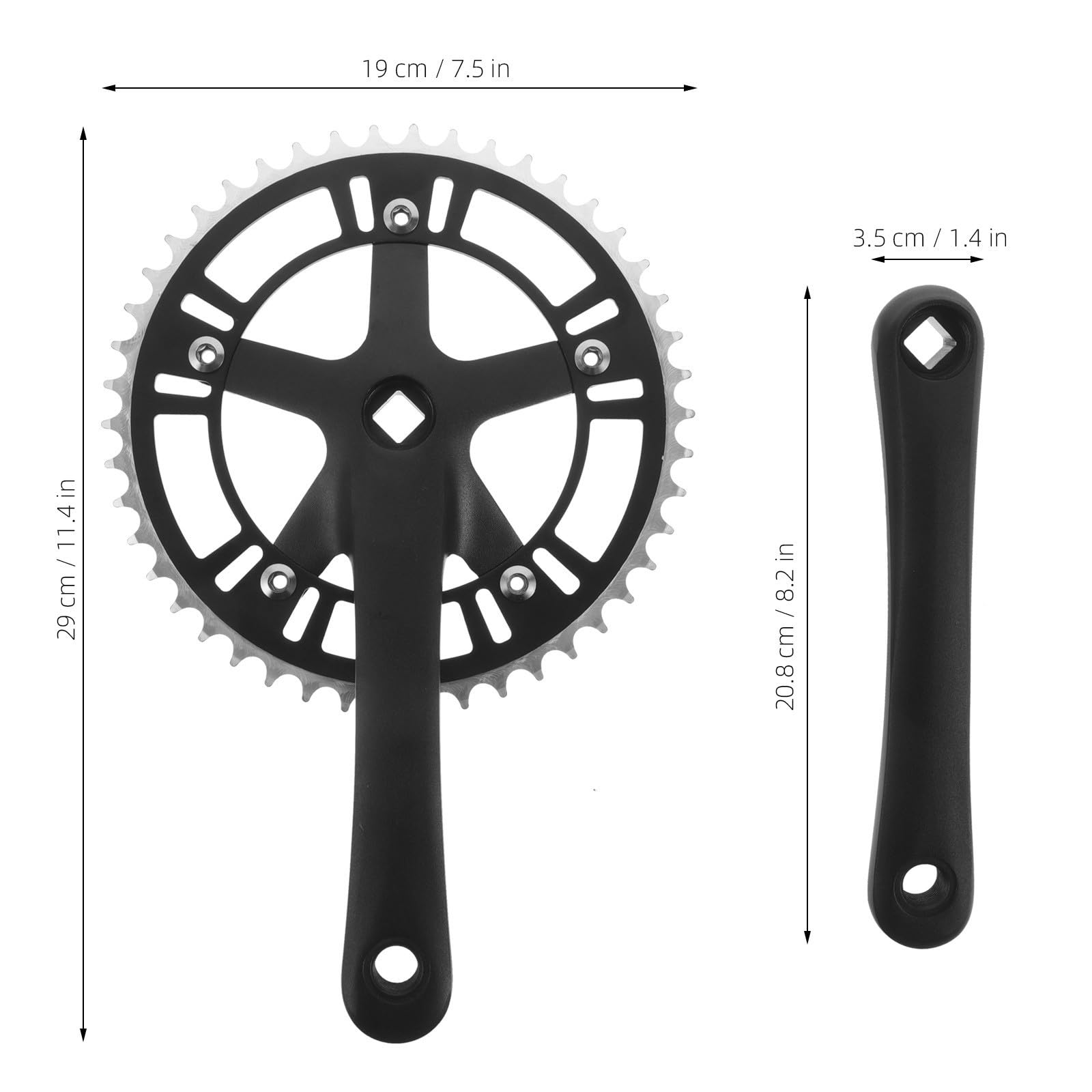 Homoyoyo Platos y Bielas de Bicicleta 46t 170mm en Aleación Negro