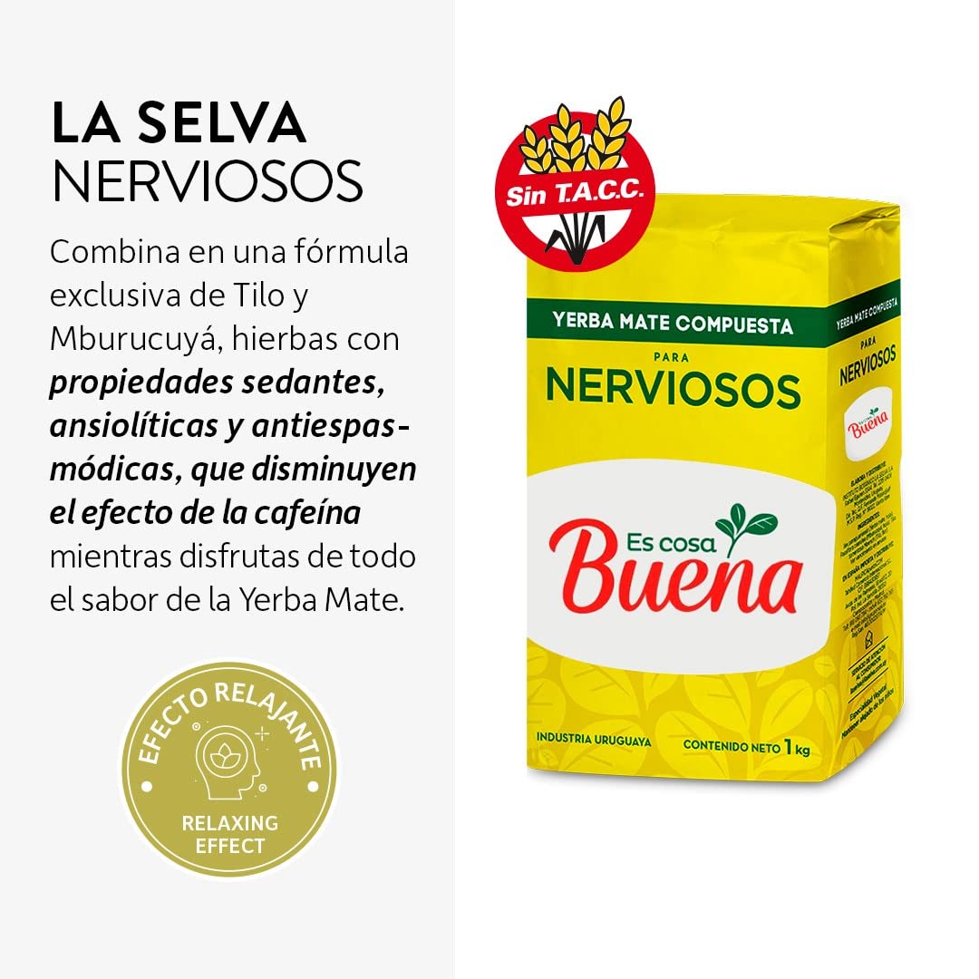 Qumir - Pack de Yerba Mate Es Cosa Buena Nerviosos 1Kg - 3 Unidades - Total 3 Kg de Yerba Mate - La Yerba de Siempre con nuevo nombre