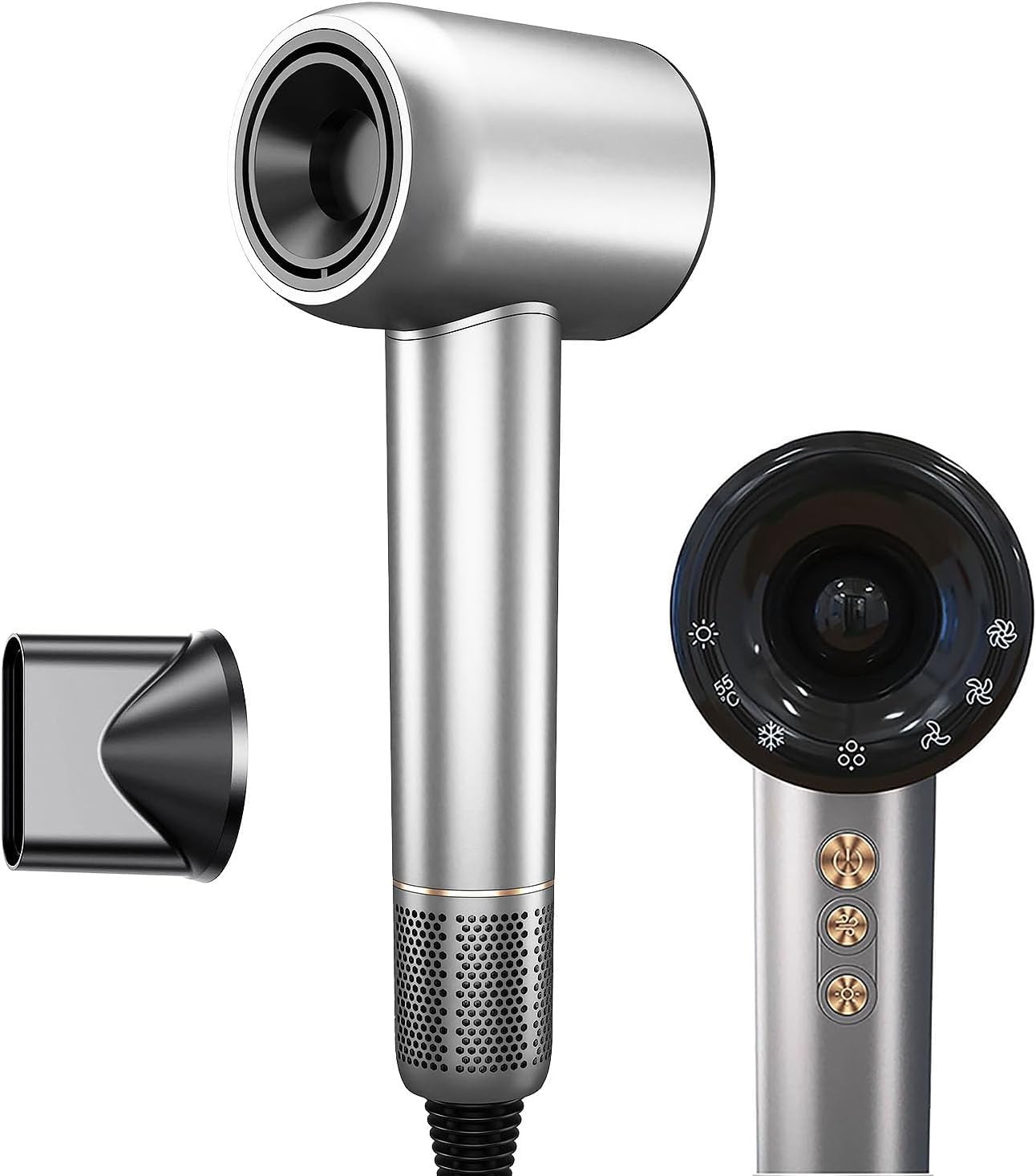 Secador de Cabelo Profissional 1500W, Baixo Ruído, Íons Negativos