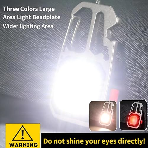 Miniatura 6 de BY-J Cob Mini linterna llavero luz, 500 lúmenes brillante recargable, pequeña luz de trabajo multifuncional, 7 modos de luz de bolsillo portátil,