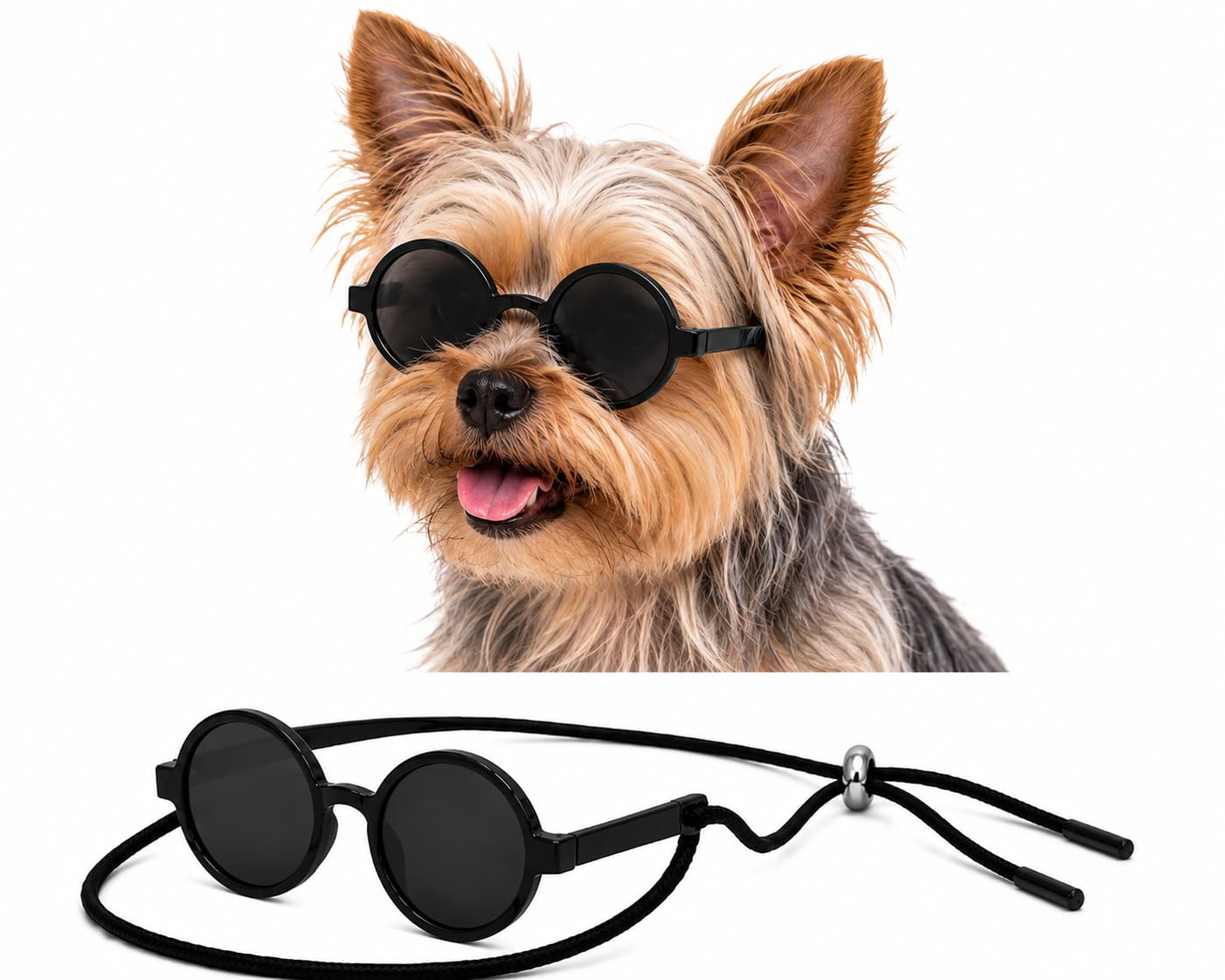 G016 okrągłe okulary przeciwsłoneczne dla małych psów o wadze do 6,8 kg (czarne)