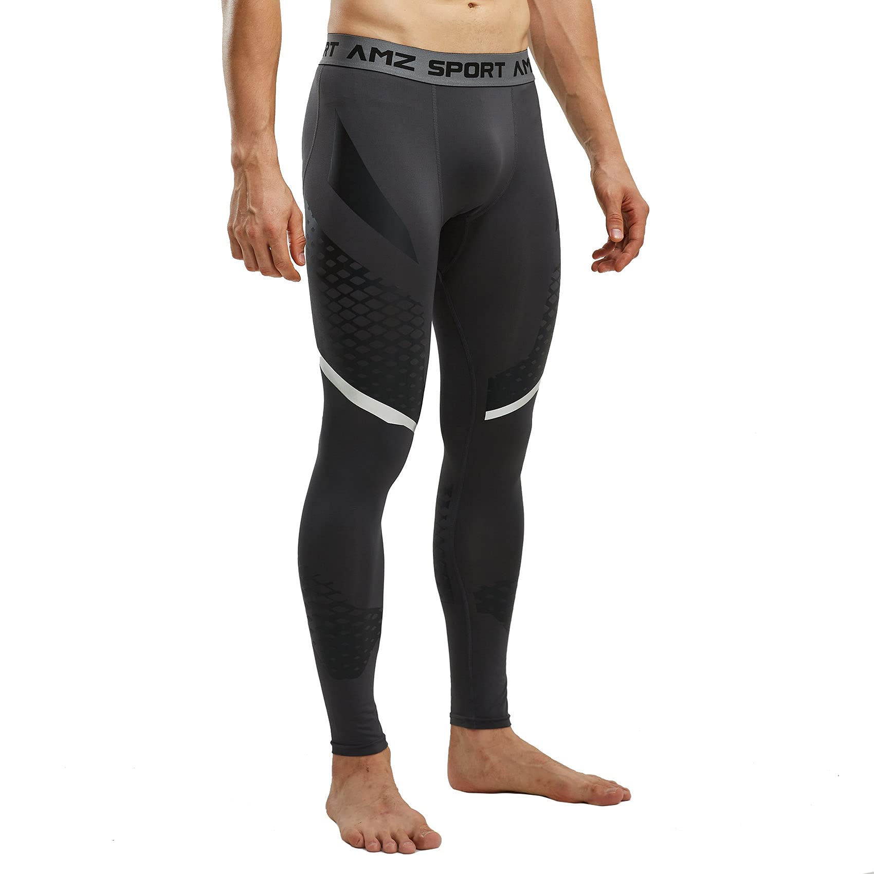 AMZSPORT Pantaloni Sportivi a Compressione da Uomo Leggings da Palestra Calzamaglia ad Asciugatura Rapida