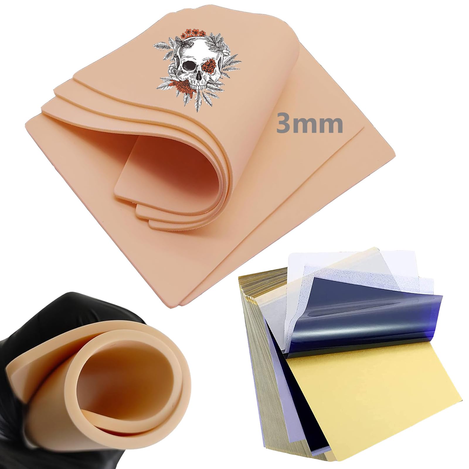 Papel de transferencia de piel sintética para tatuaje, 25 unidades, 3 mm