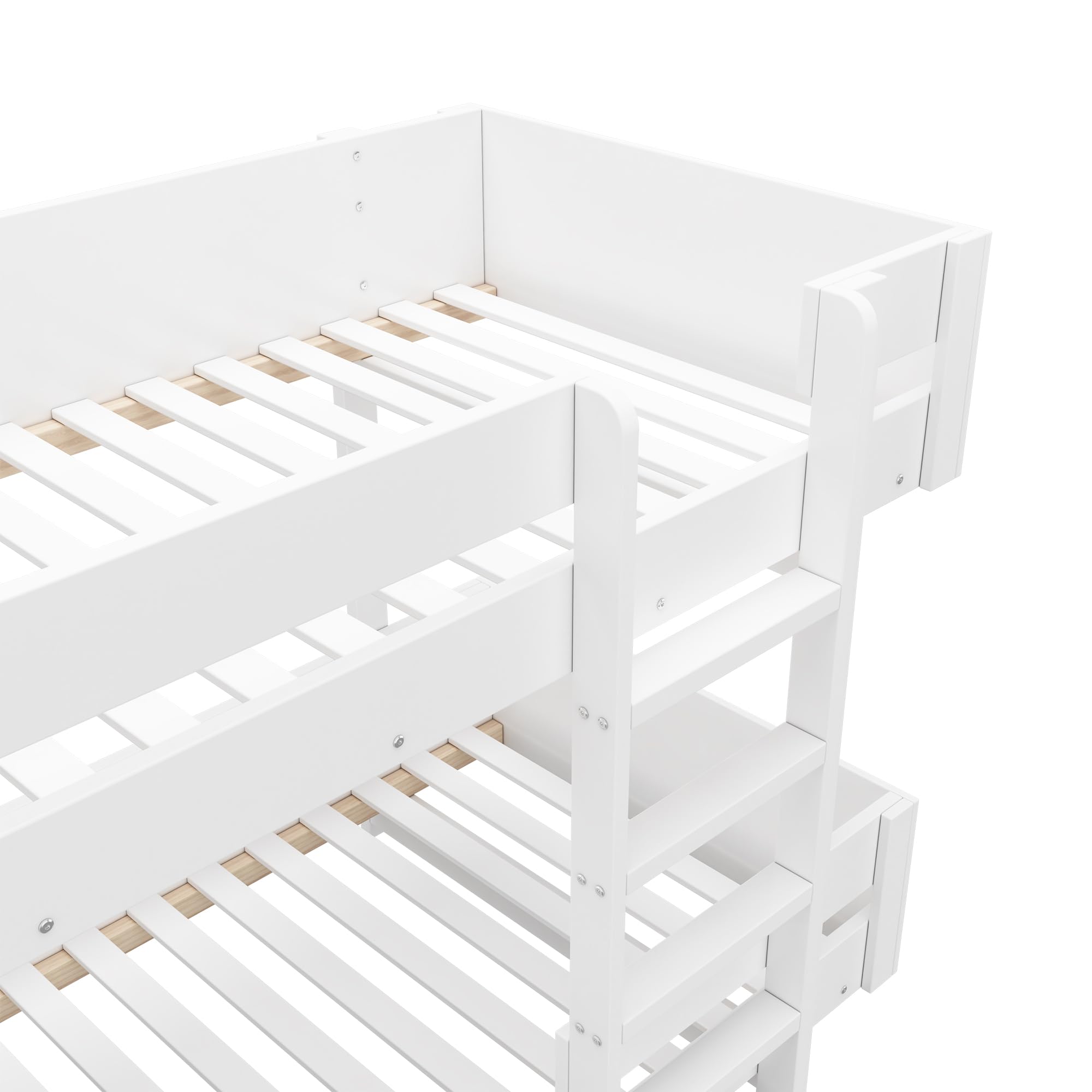 Merax Lit superposé pour Enfant, 90 x 200 cm, en Bois Massif et MDF, avec échelle de sécurité, pour garçons et Filles, Blanc (sans Matelas)