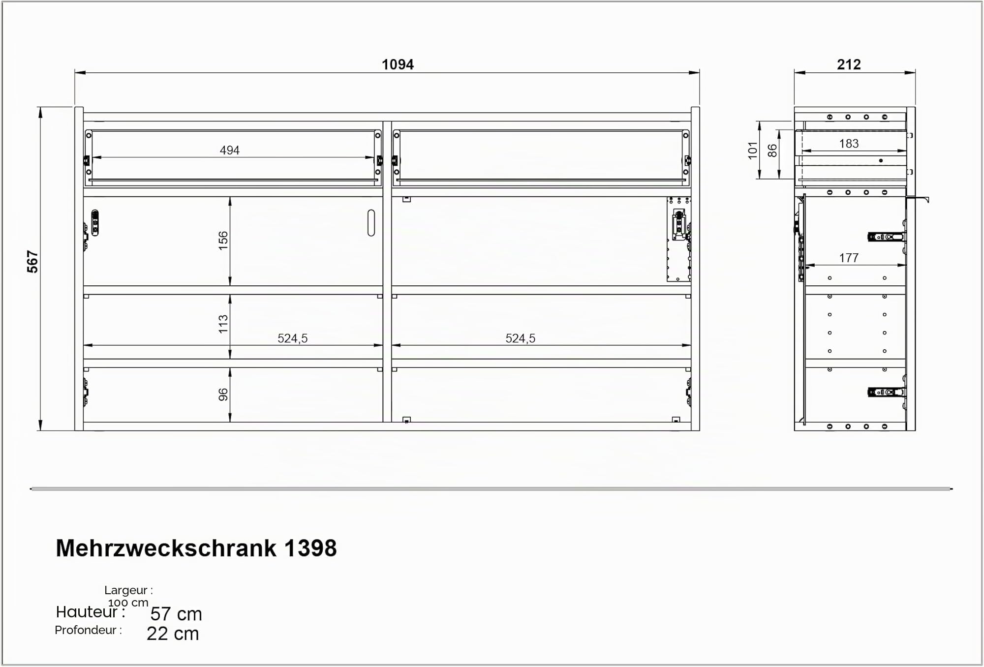 Germania Armoire à Chaussures 1398-629 GW-Ameca, en Coloris Vert Taupe/chêne, Profondeur Faible, Optimale dans Les Couloirs Étroits, 110 x 57 x 22 cm (l x h x p)