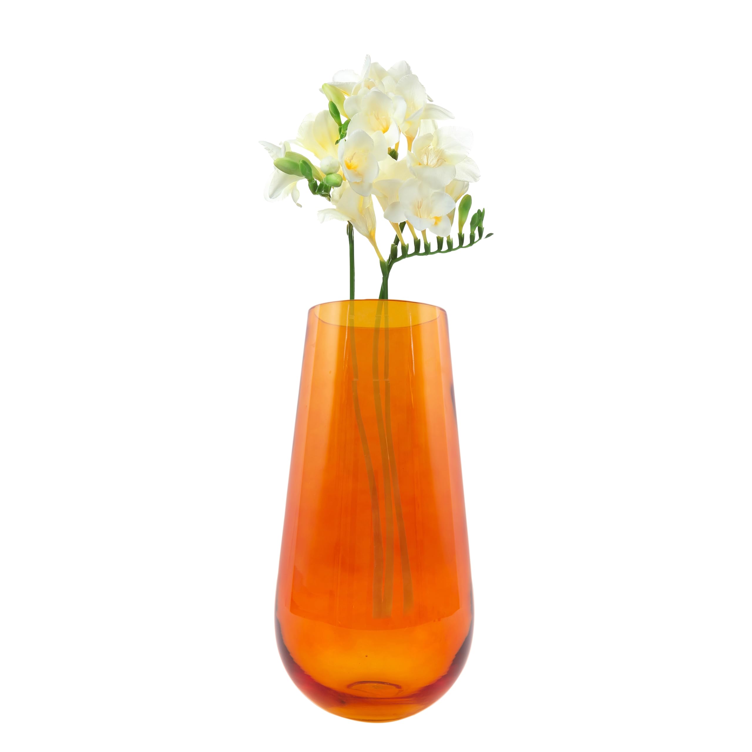 Point-Virgule Vase decoratif, décoration Maison, Vase Fleur en Verre, Orange, 17.5x35cm