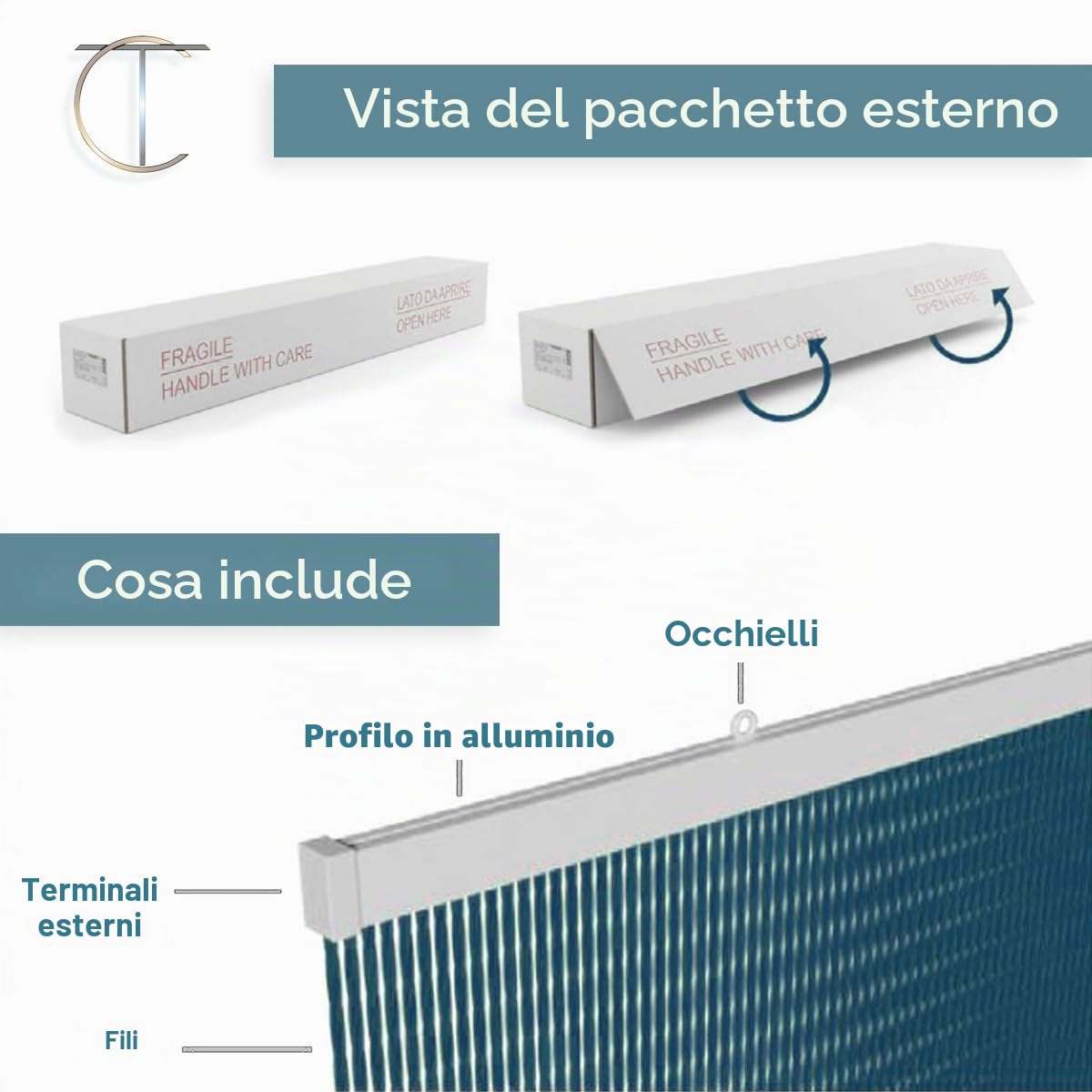Tenda/Moschiera PVC –Modello Roma - ASTA IN ALLUMINIO - Made in Italy - Misure Standard (95X200 / 100X220 / 120X230 / 130X240 / 150X250) - (150X250, Trasparente (2))