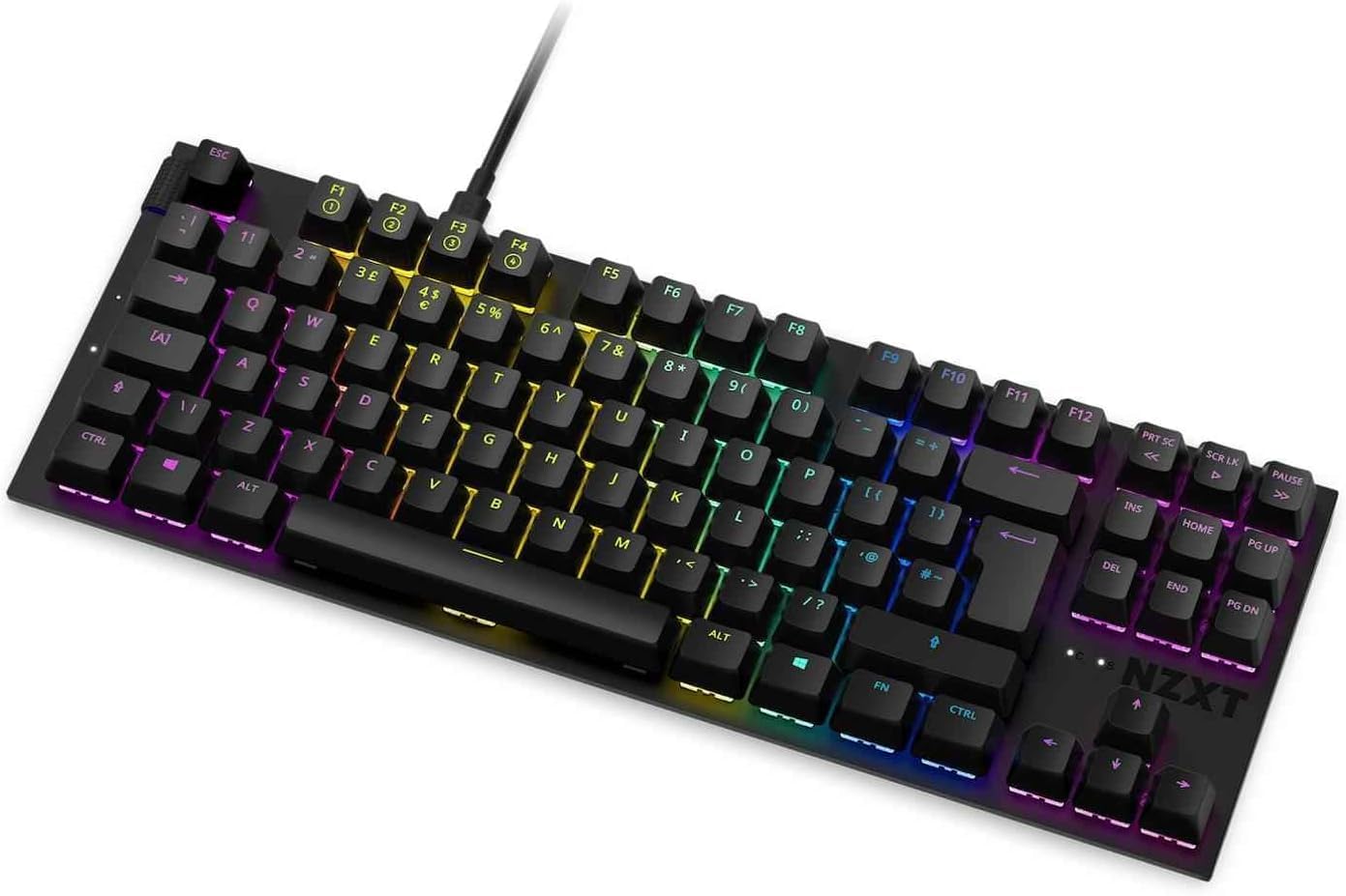 NZXT Function TKL 2022 - Mechaniczna klawiatura do gier PC - Podświetlana - Liniowy przełącznik RGB - Przełączniki kompatybilne z MX - Hot Swap - Osłona aluminiowa - Czarny DE (QWERTZ)