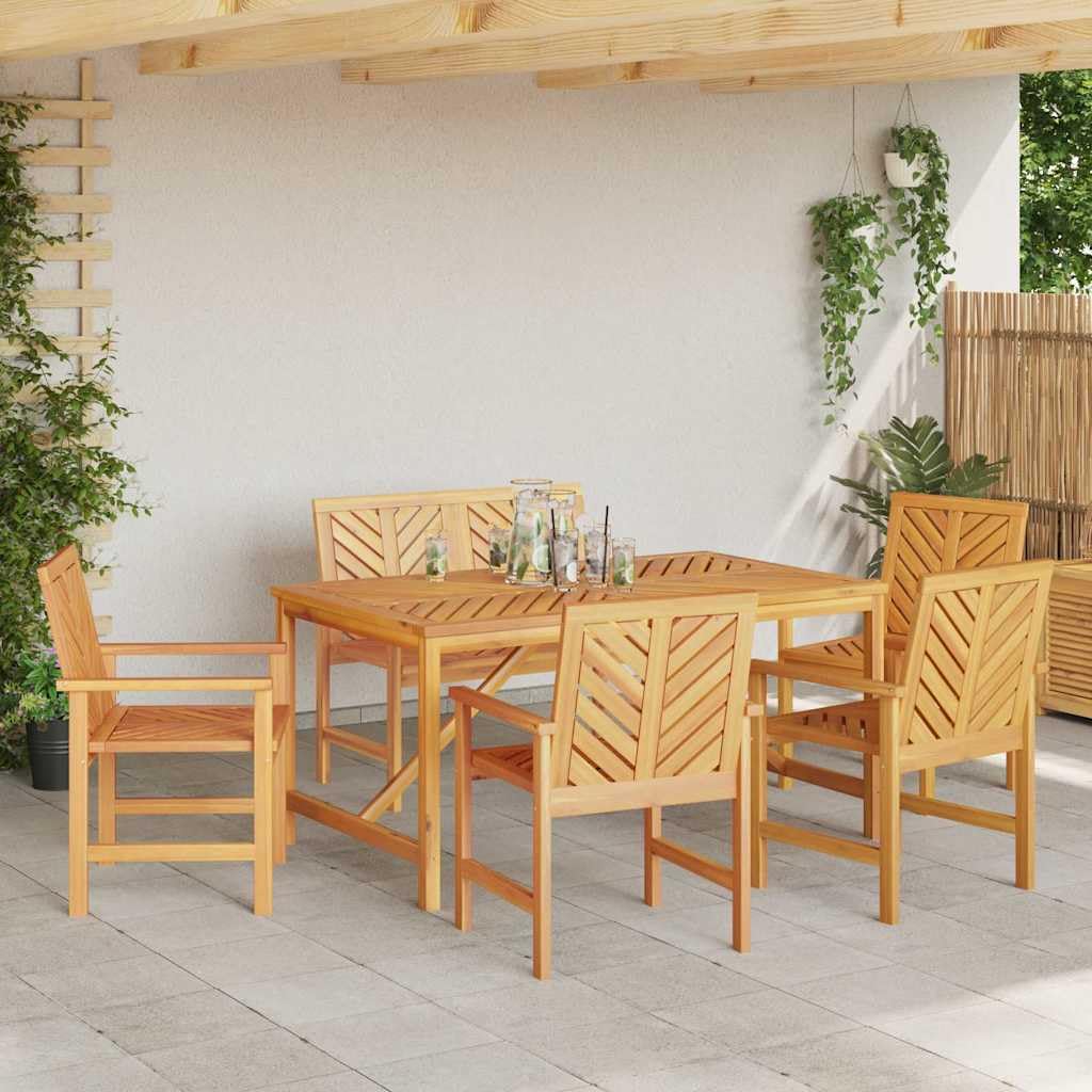 6-częściowy zestaw mebli ogrodowych z litego drewna akacjowego, odporny na warunki atmosferyczne, składany i wysuwany, na taras, balkon, piknik, kemping, stabilne i łatwe w pielęgnacji meble