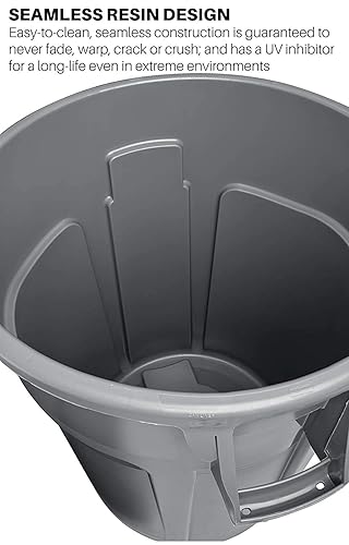 Miniatura 2 de Rubbermaid Commercial Products Fg264360 Brute - Bote de basura, redondo, resistente, 44-galones, color gris, Blanco