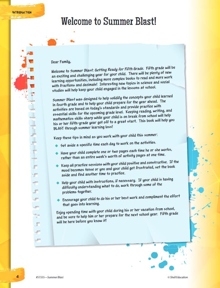Summer Blast: Getting Ready for Fifth Grade - Full-Color Workbook for Kids Ages 9-11 - Reading, Writing, Art, and Math Worksheets - Prevent Summer Learning Loss - Parent Tips - Image 3